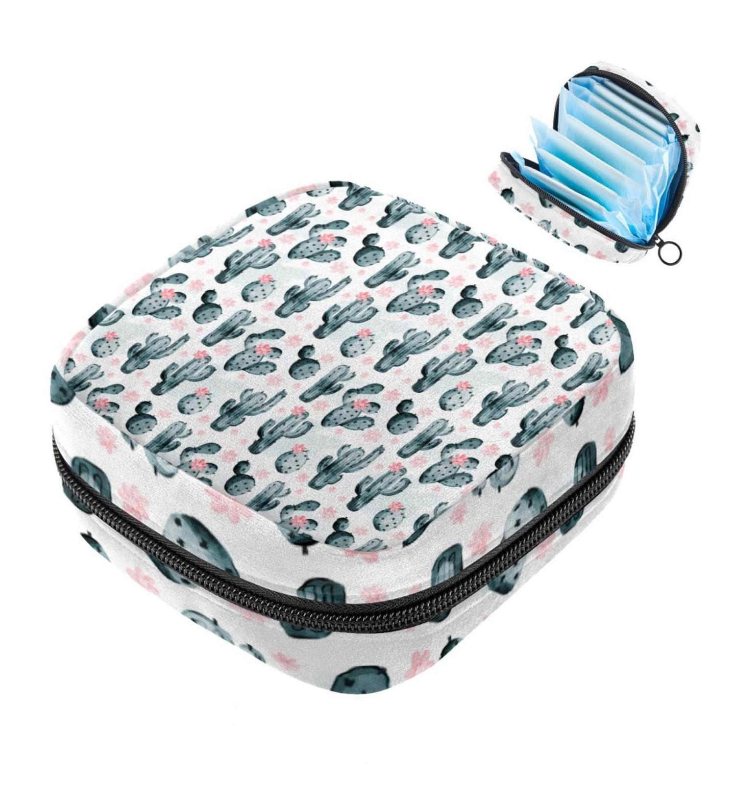 Portable Menstrual Pad Bag for Women | Seamless Cactus Design | Stylish Storage for Tampons & Bandages | Ideal for School & Office - Buy Online on GoSupps.com