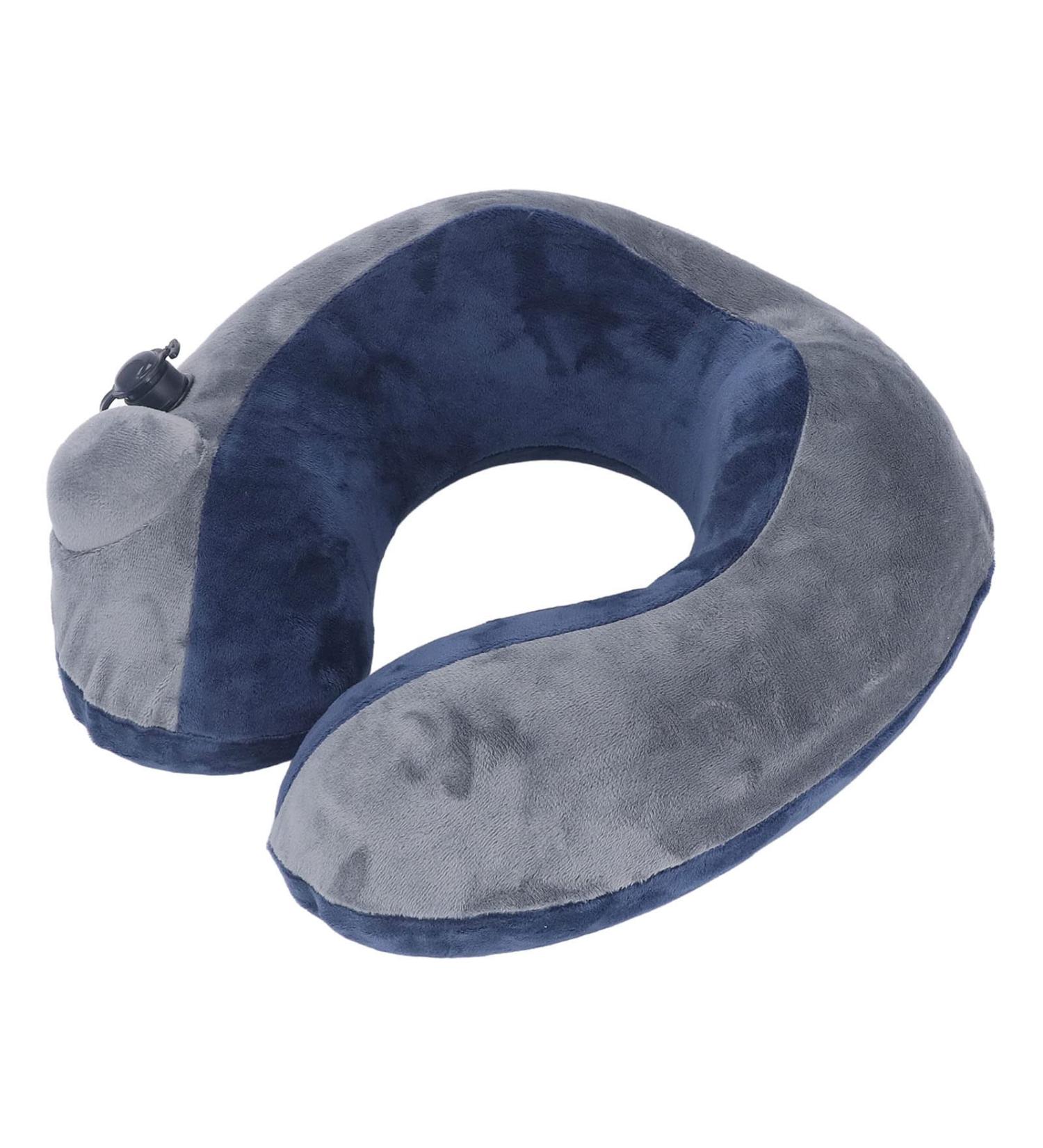 Cyllde Self-Bladable Travel Cushion | U-Shaped Neck Support | Dark Blue & Gray | Portable & Comfortable for Sleeping | International Shipping - Buy Online on GoSupps.com