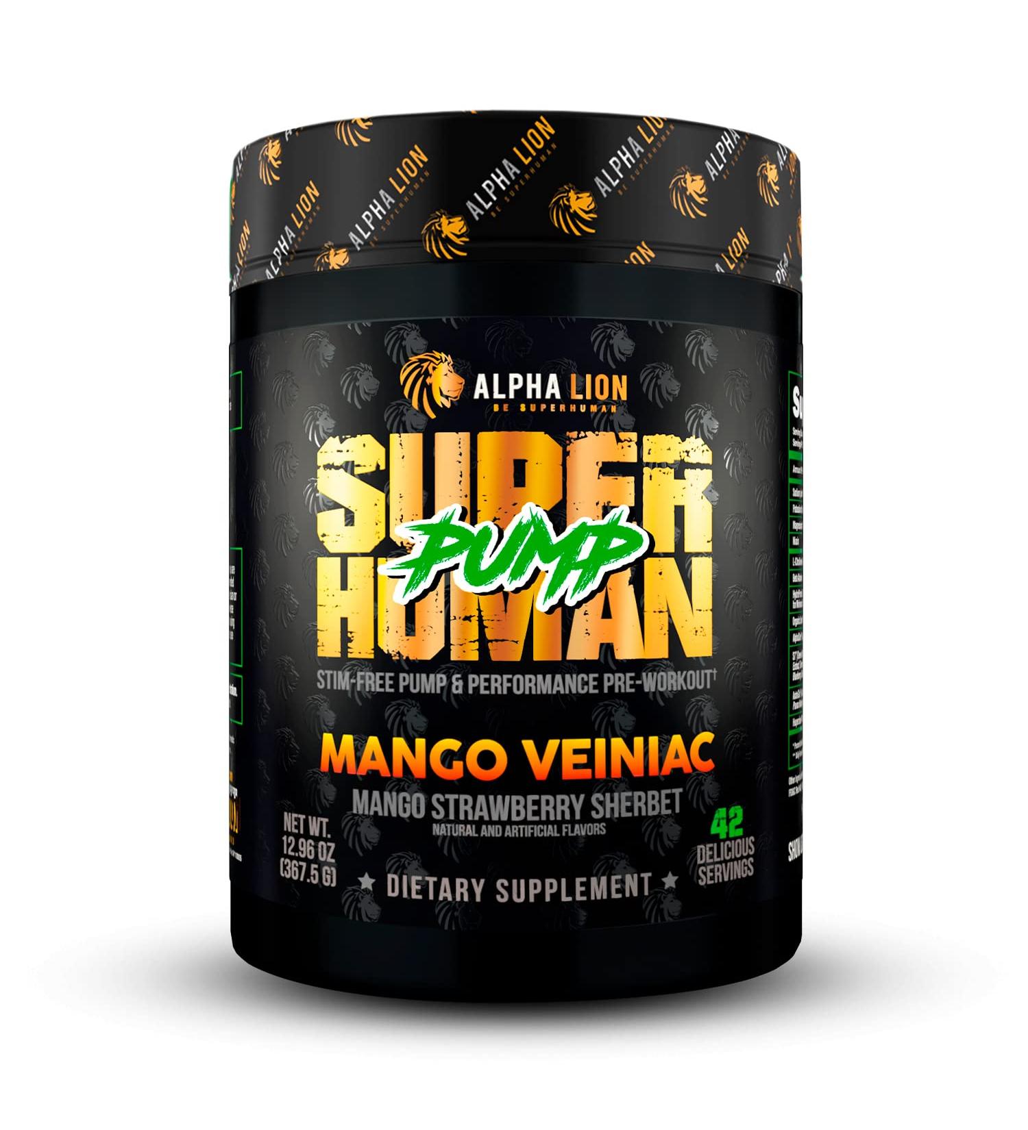 Alpha Lion Pump Stimulant-Free Preworkout for Balloon-Like Muscle Fullness - Mango Veiniac - Buy Online on GoSupps.com