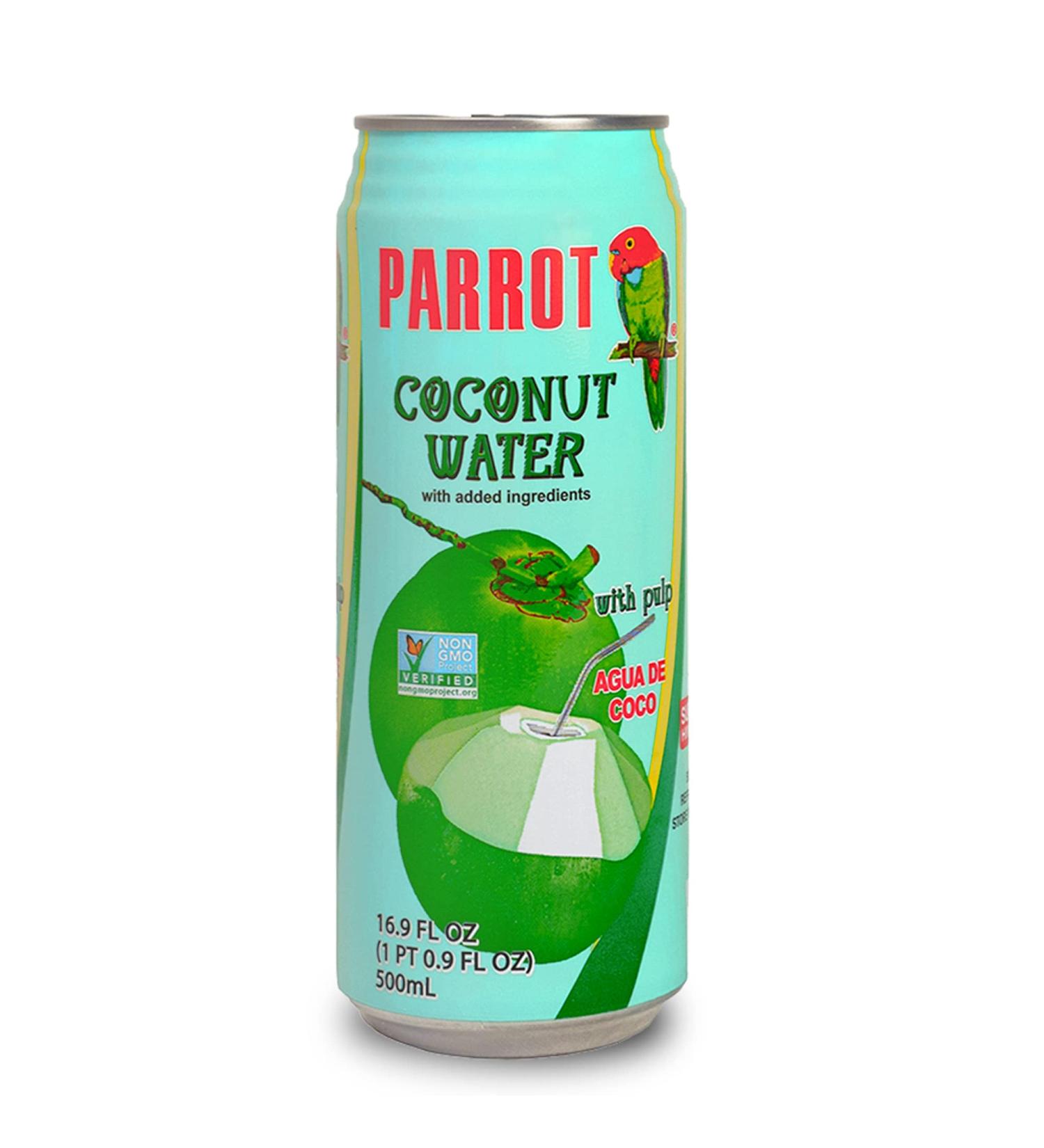 Parrot Coconut Water with Pulp 16.9 fl. oz. (Pack of 12) - Refreshing and Nutritious Hydration Option - Buy Online on GoSupps.com