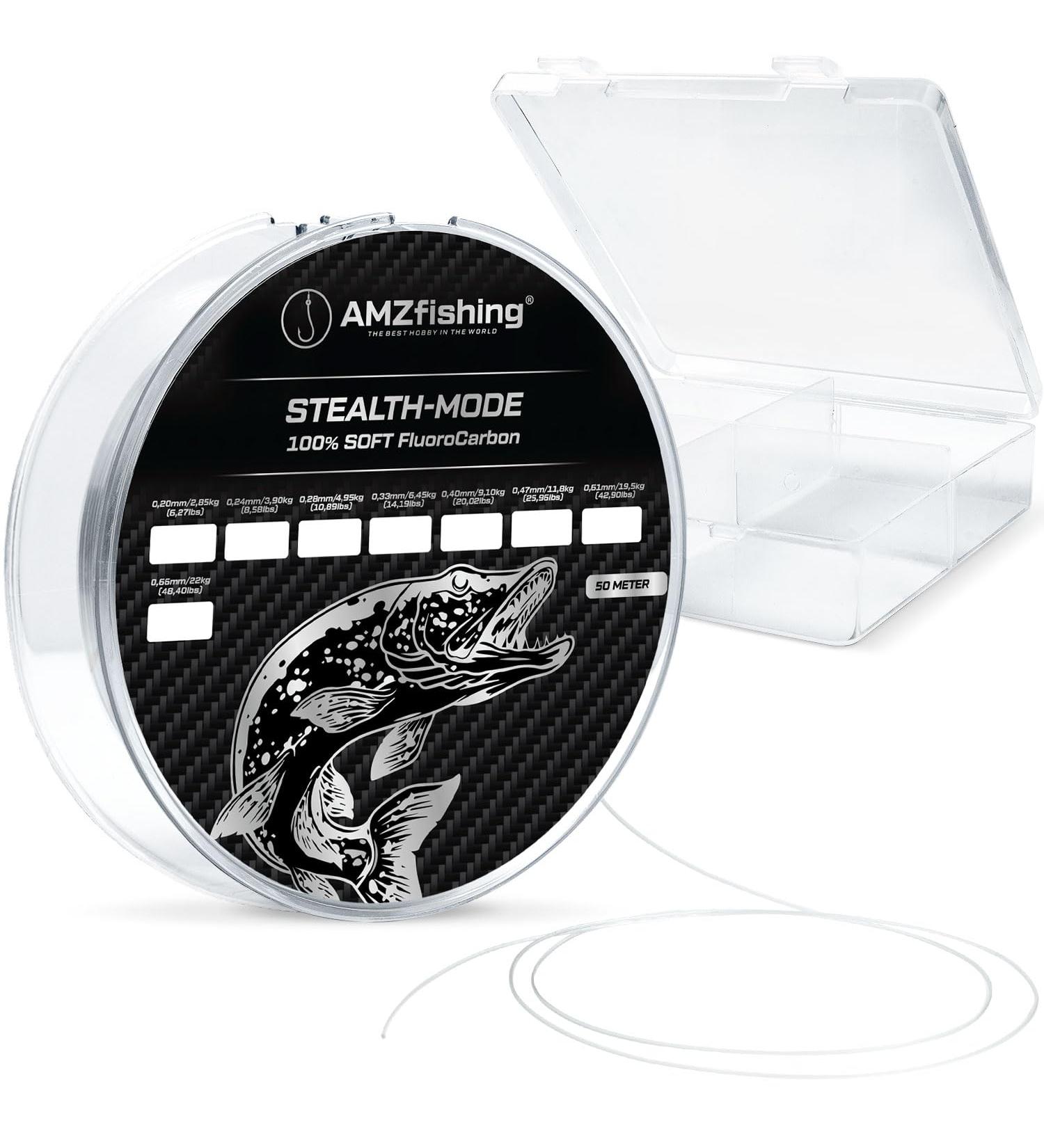 Buy NEW AMZFISHING Stealth Mode 50m Fluorocarbon Leader - 100% Fluorocarbon Fishing Line (0.20-0.66 mm) for Zander | Durable Fishing Cord & Accessories | 9.10 kg (20.02 lbs) - Buy Online on GoSupps.com