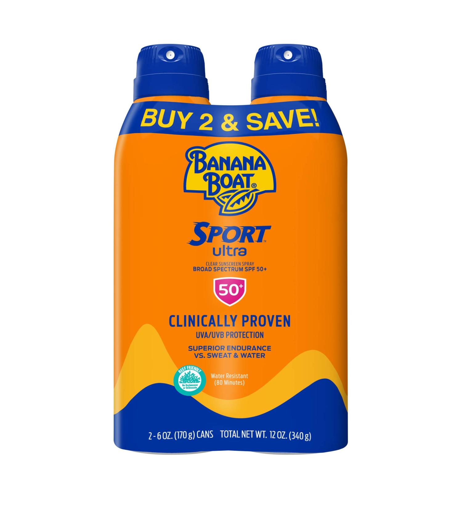 Banana Boat Sport Ultra Sunscreen Spray SPF 50 Twin Pack - 6oz x 2 - Buy Online on GoSupps.com