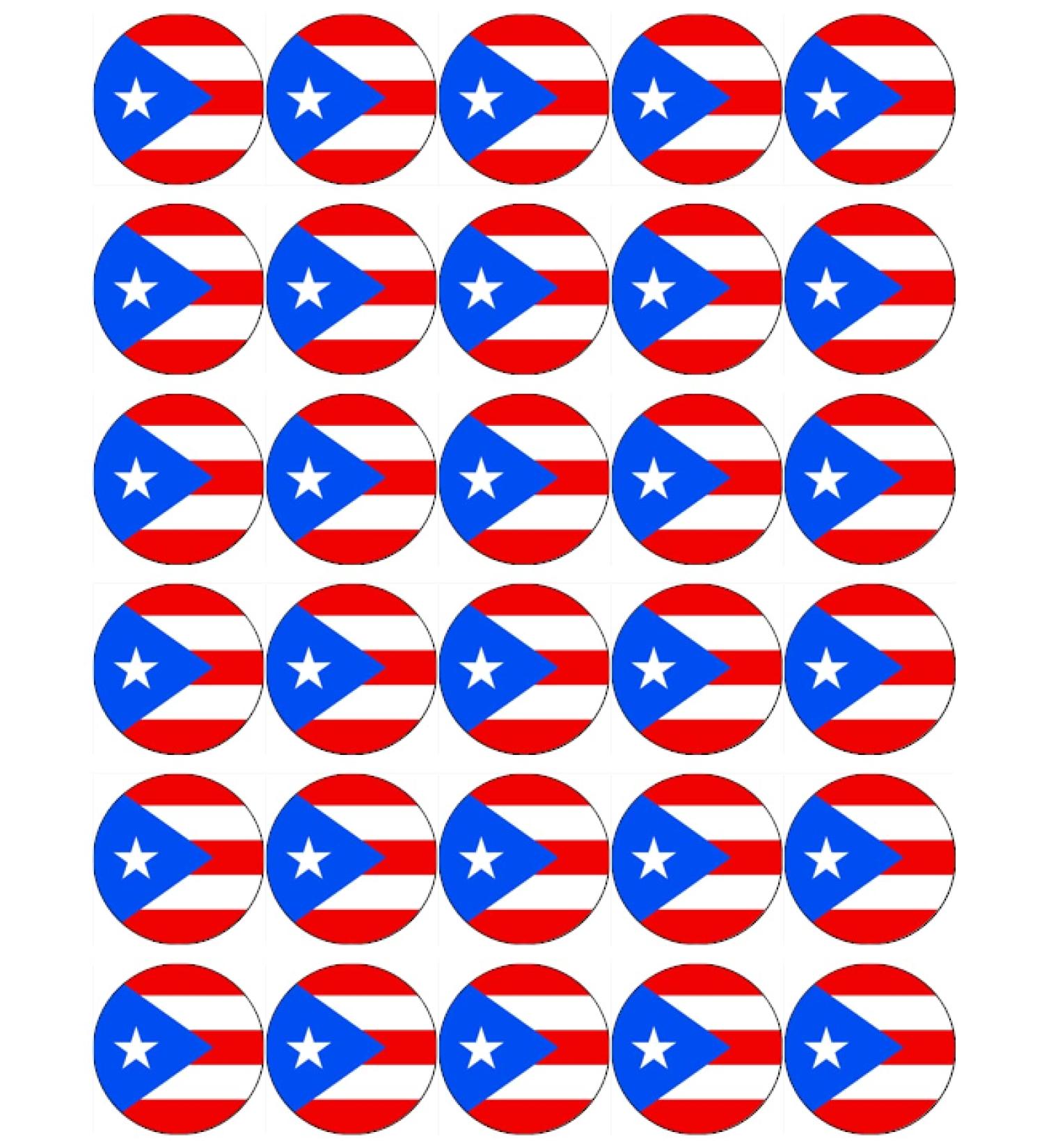 30 Puerto Rico Flags Cupcake Toppers Edible Wafer Paper Fairy Cake Toppers Birthday Cake Decorations