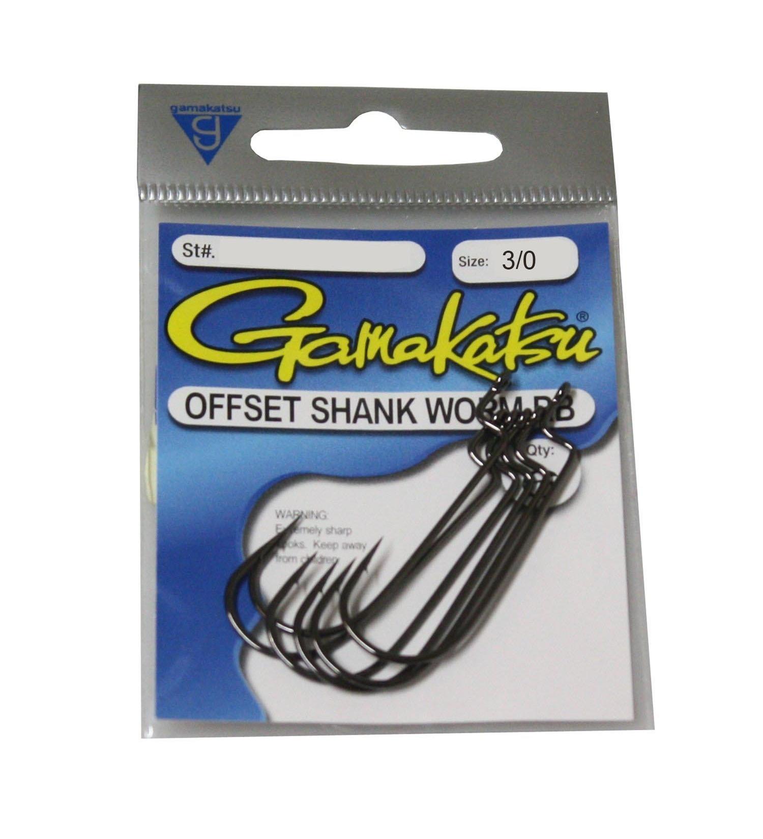 Gamakatsu Offset Shank Round Bend Worm Hook 3/0 Black
