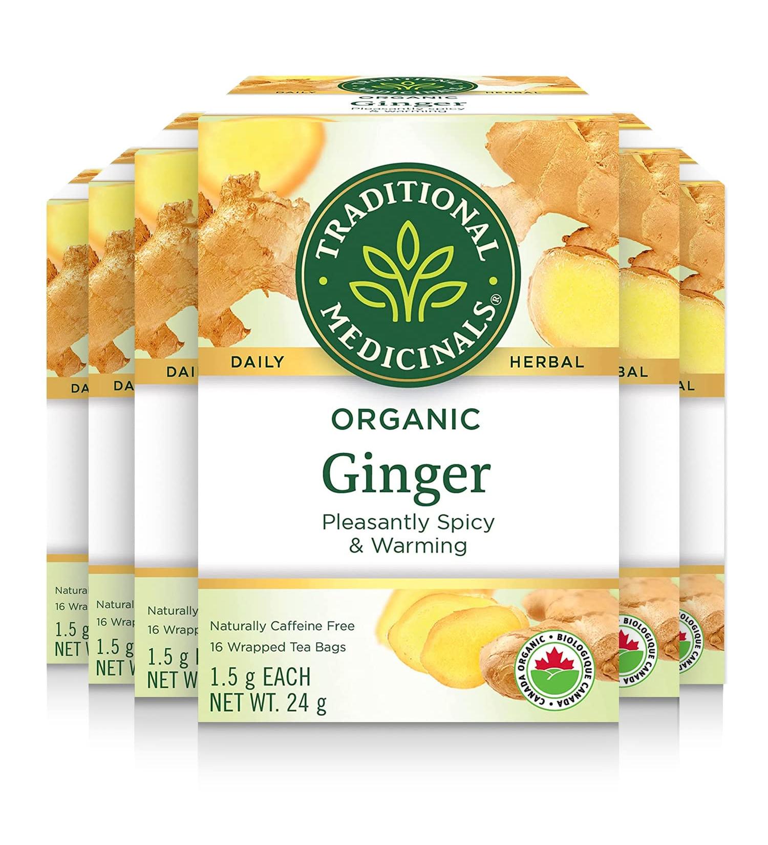 Traditional Medicinals - Organic Ginger Herbal Tea (Pack of 6) - Pleasantly Spicy & Warming - 96 Tea Bags Total Tea Ginger 16 Count (Pack of 6) - Buy Online on GoSupps.com