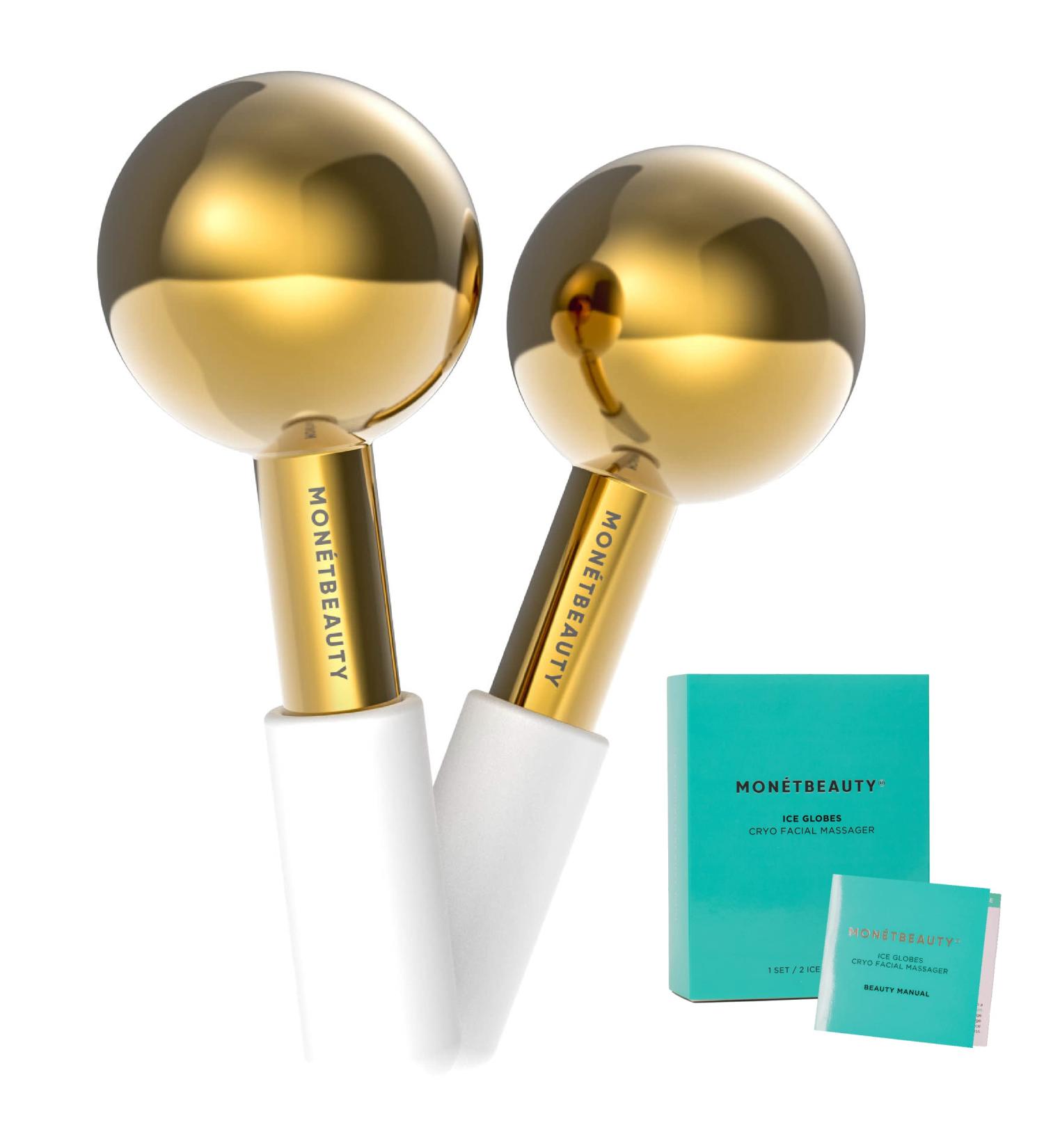 Mon tBeauty Stainless Steel Ice Globes for Facials (Gold) - Reduce Puffiness, Tighten Pores, Sinus Relief & Facial Massage Tool - Buy Online on GoSupps.com
