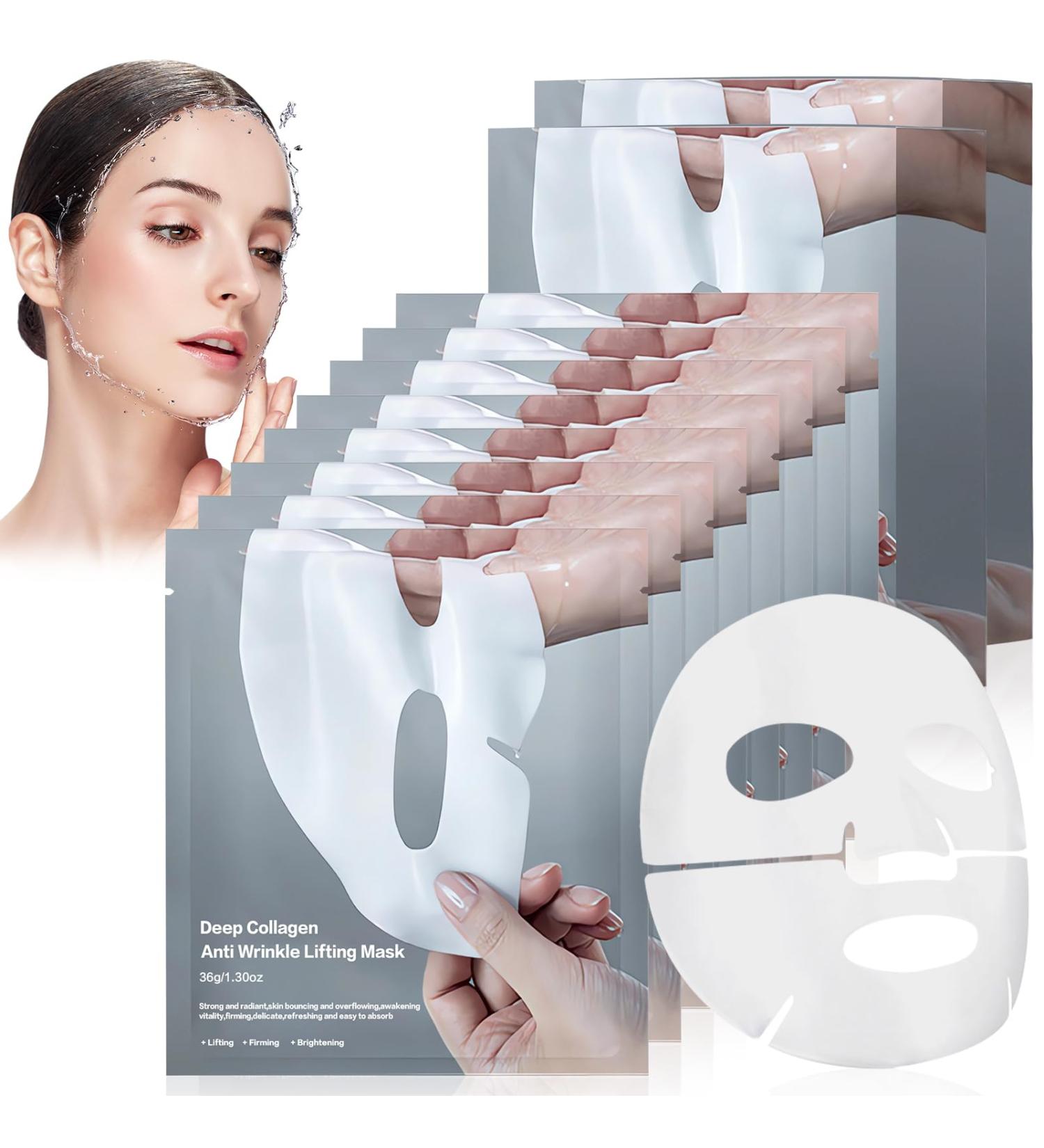 Deep Lifting Collagen Mask - Anti-Wrinkle & Firming Bio-Collagen Face Mask (8PC) for Overnight Moisturizing - Buy Online on GoSupps.com