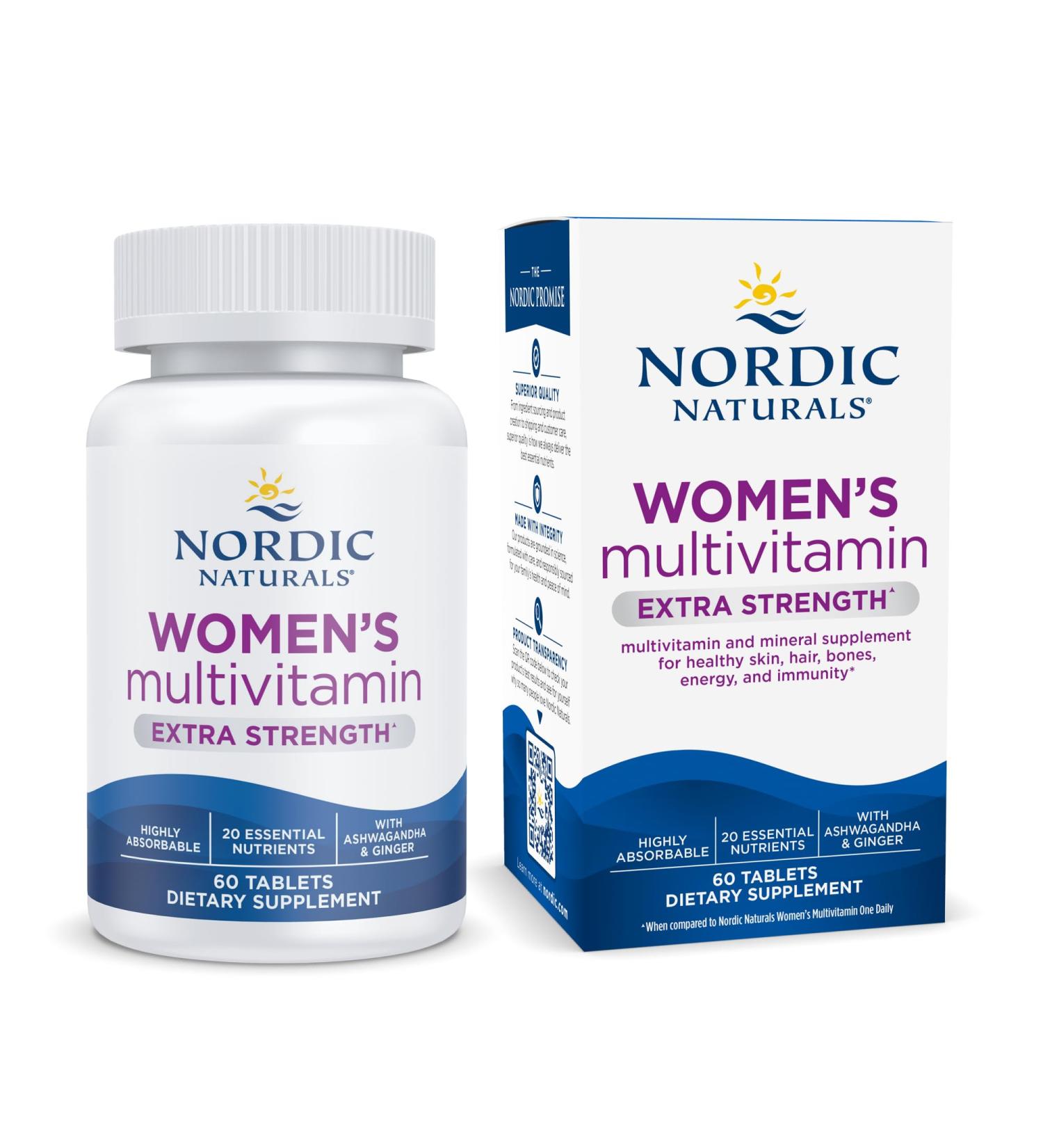 Nordic Naturals Women's Multivitamin Extra Strength - Skin, Hair, Energy & Bone Support - 60 Tablets - Buy Online on GoSupps.com