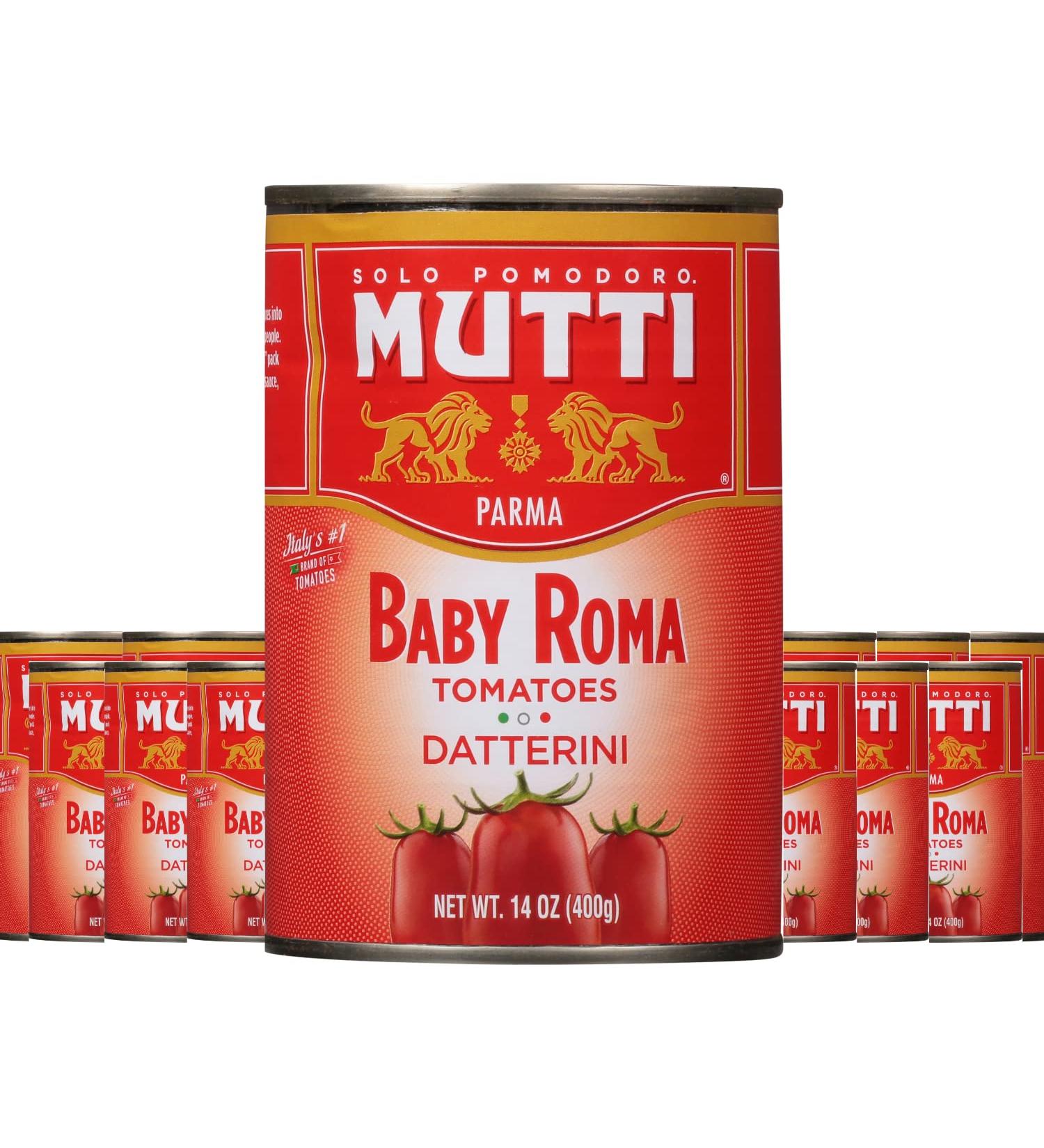 Mutti Baby Roma Tomatoes (Datterini) 14 oz. | 12 Pack - Italy's #1 Brand | Fresh Taste for Cooking | Canned, Vegan & Gluten-Free | No Additives | 14 oz (Pack of 12) - Buy Online on GoSupps.com