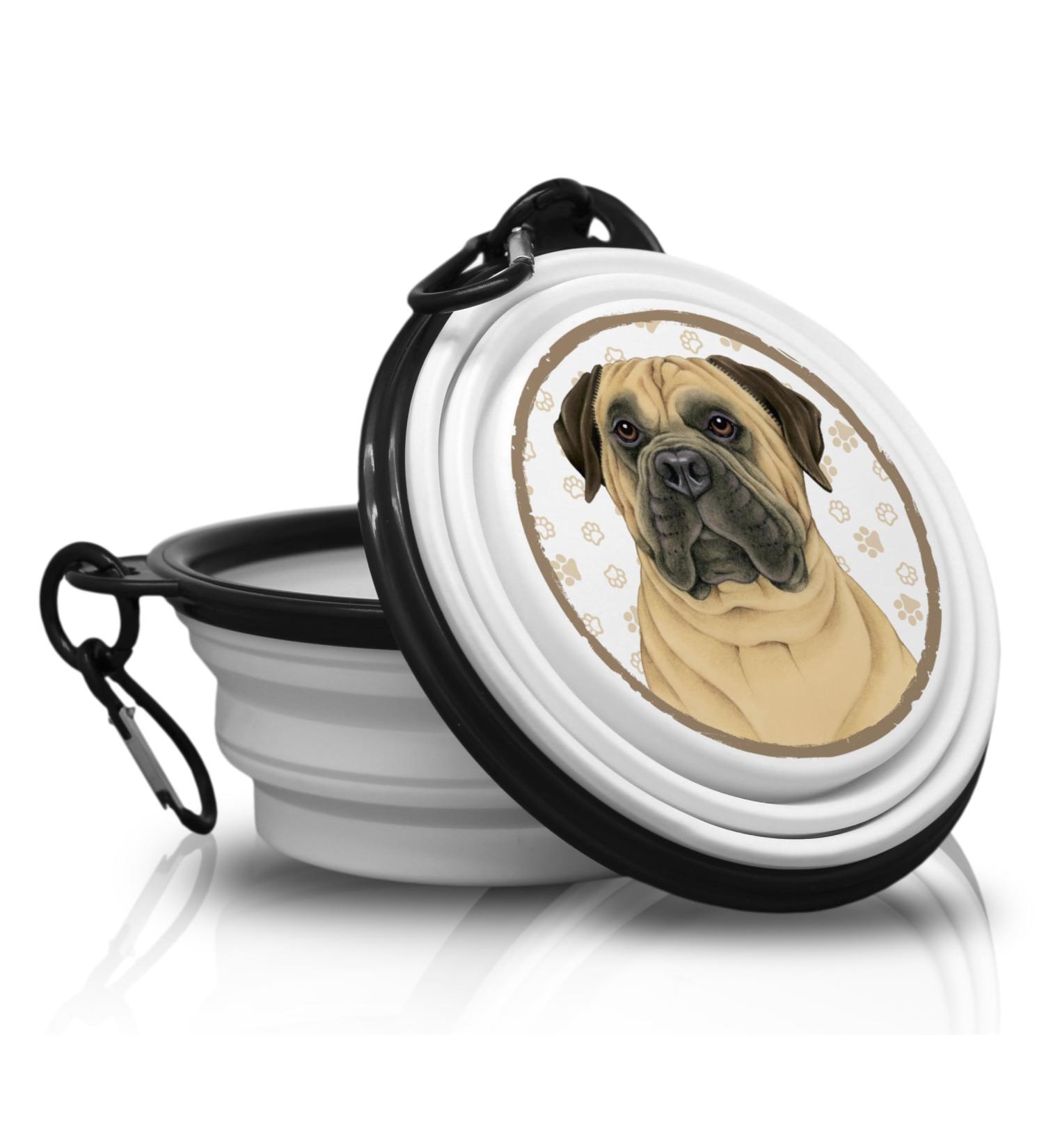 12. Bullmastiff Portable Drinking Bowl with Carabiner | Foldable Pet Food Bowl for On-the-Go | Unique & Handy Travel Solution - Buy Online on GoSupps.com