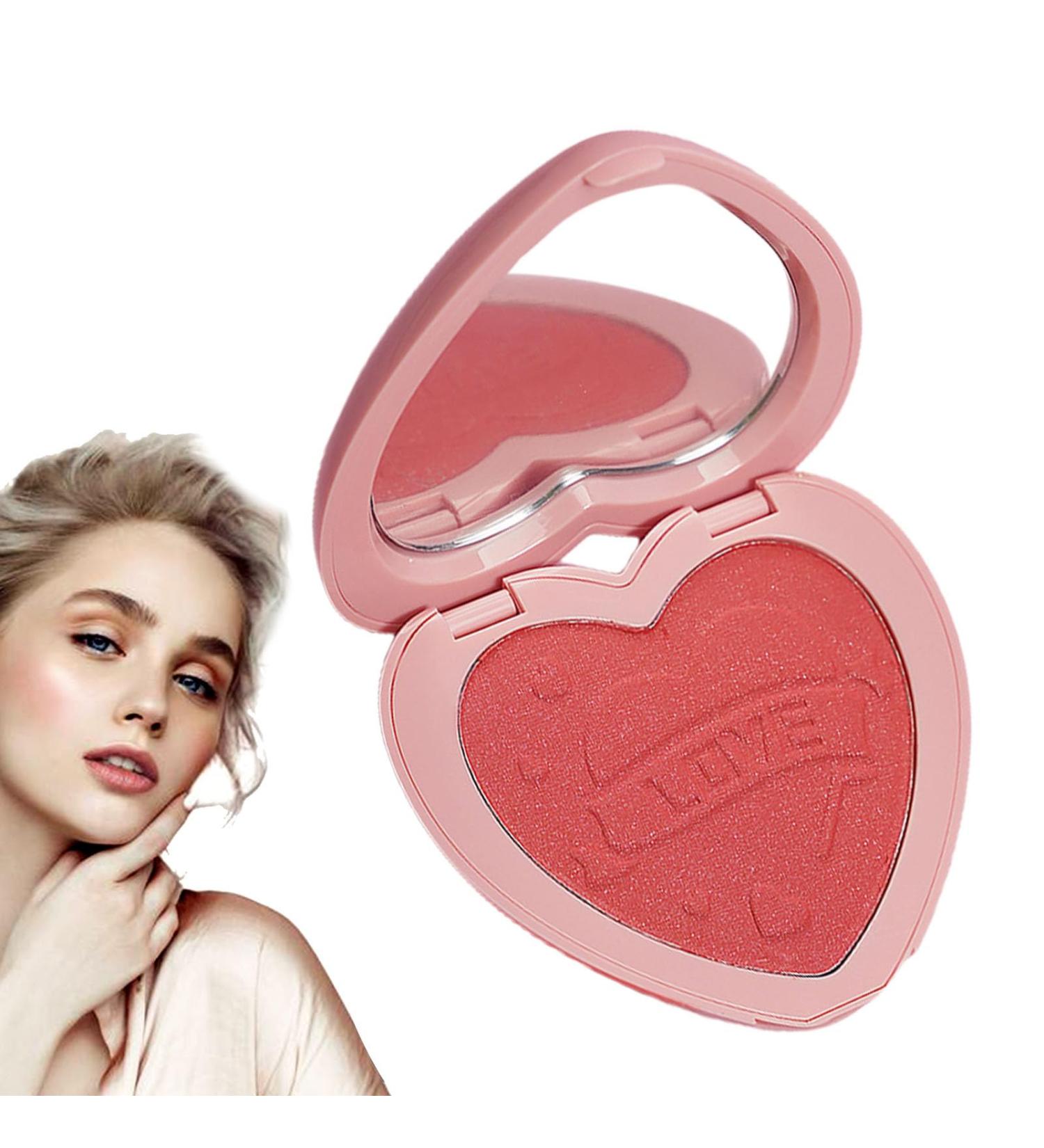 Powder Blush for Cheeks | Matte Blush with Mirror Travel Size Girls Face Highlighters for Home Work Travel Shopping Meeting Dating Bero - Buy Online on GoSupps.com