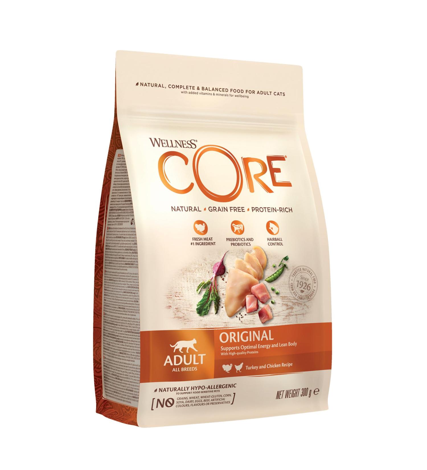 Wellness Core Adult Original Cat Food - Grain-Free High Meat Turkey & Chicken 300g Pack - Buy Online on GoSupps.com