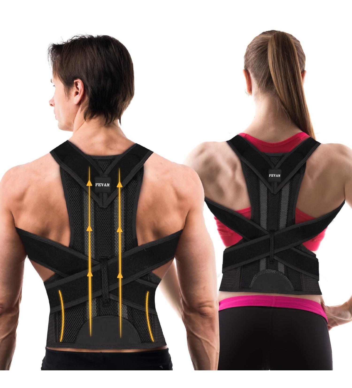 FEVAN Premium Posture Correction for Men & Women | Adjustable Breathable Back Support | Relieves Neck & Back Pain - Large - Buy Online on GoSupps.com