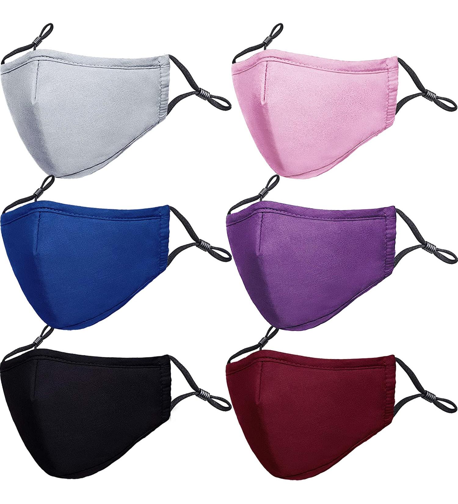 PAGE ONE Kids Reusable Cloth Face Mask with Adjustable Ear Loops | 6pc Set for Boys and Girls | Washable 3 Layer Mask | Children's Gift (Black/Gray/Blue/Burgundy/Purple/Pink) - Buy Online on GoSupps.com