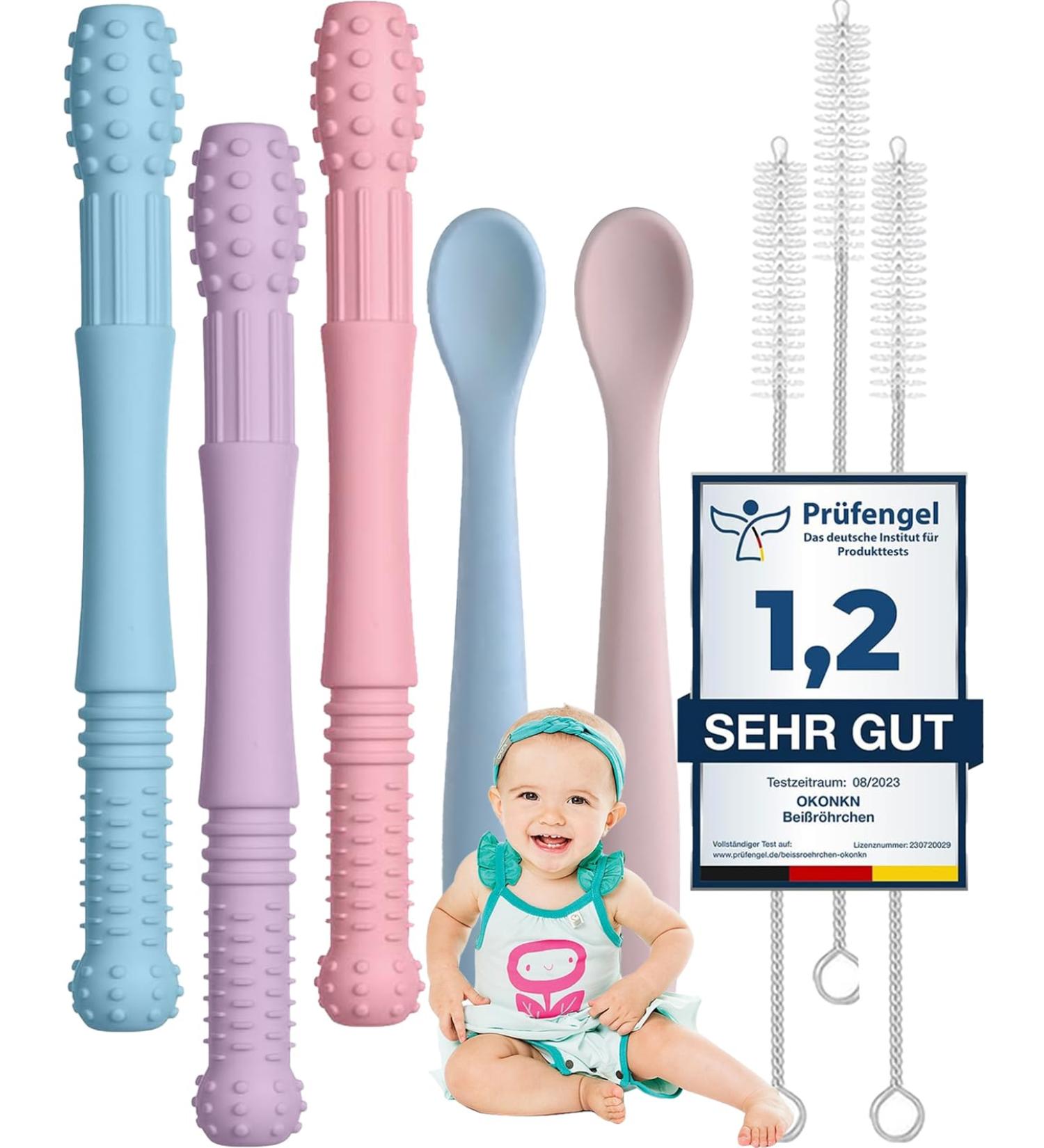 Buy Okonkn Baby Bite Tube 5-Set - BPA-Free Silicone Teething Rings for Boys & Girls (0-12 Months) | International Shipping Available - Buy Online on GoSupps.com