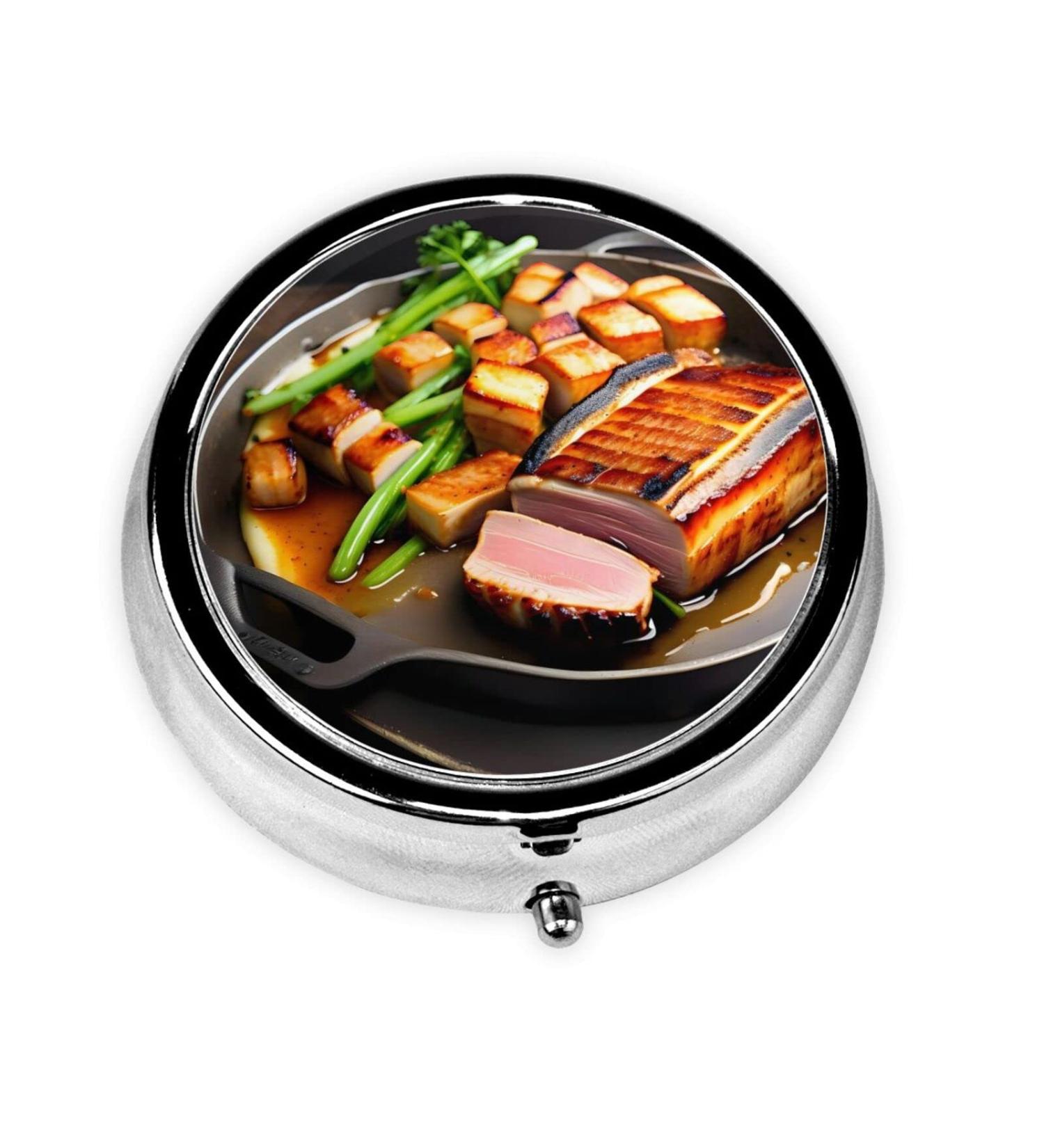 Delicious Grilled Meatround Pill Box | 3 Compartment Travel Organizer | Portable Pill Holder for International Shipping - Buy Online on GoSupps.com