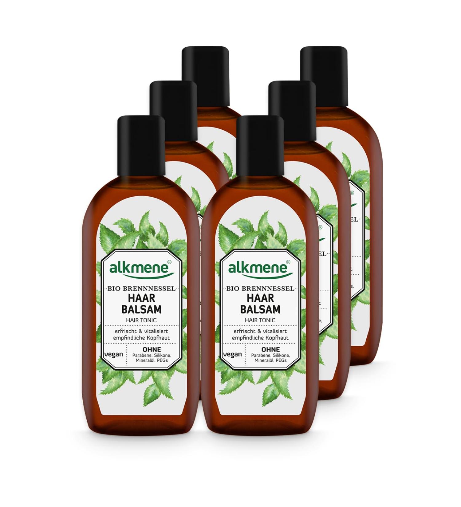 Alkmene Hair Balm with Organic Nettle - Vegan Hair Care for Sensitive Scalp & Fine Hair | Provitamin B5 | 6-Pack (6x250ml) | No Silicone Parabens Mineral Oil SLS & SLES - Buy Online on GoSupps.com