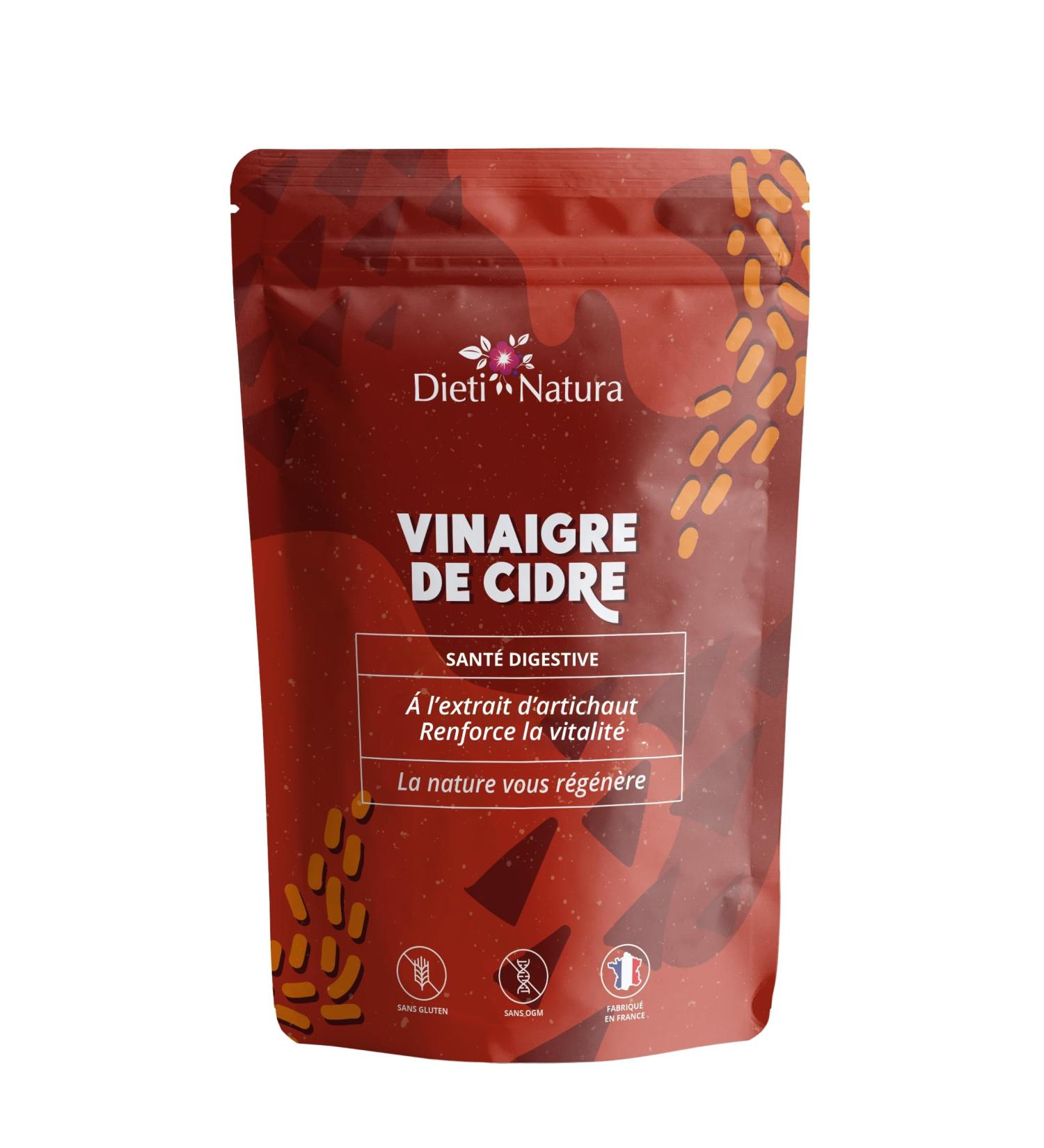 DIETI NATURA - Apple Cider Vinegar - Digestive Health - Enriched with Artichoke Extract - Powerful Diet Gluten Free & Non-GMO - Made in France - 120 Capsules - Buy Online on GoSupps.com
