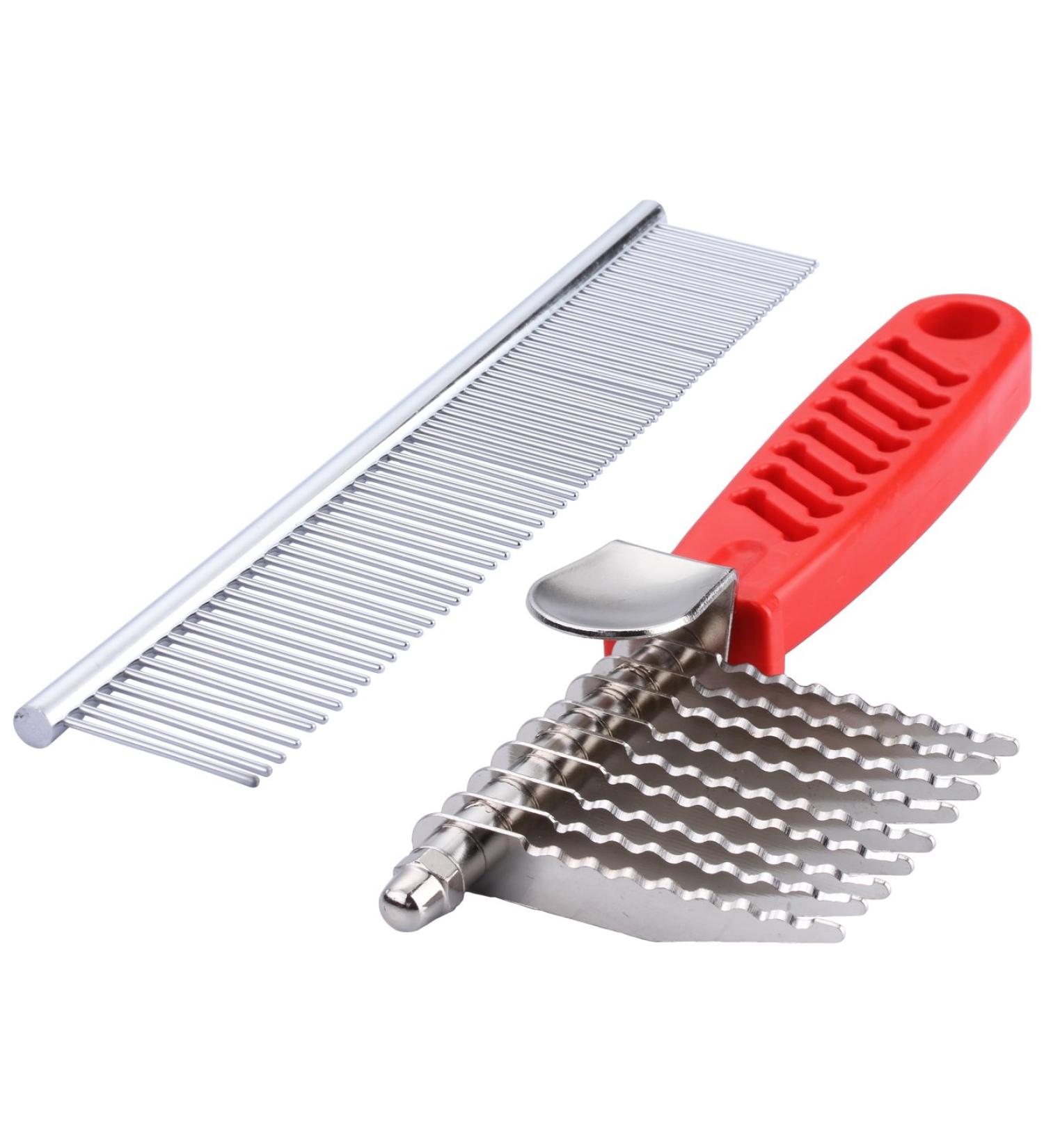 QUMY Stainless Steel Dog Comb - Pet Grooming Rake for Dematting and Removing Matted Hair - Buy Online on GoSupps.com