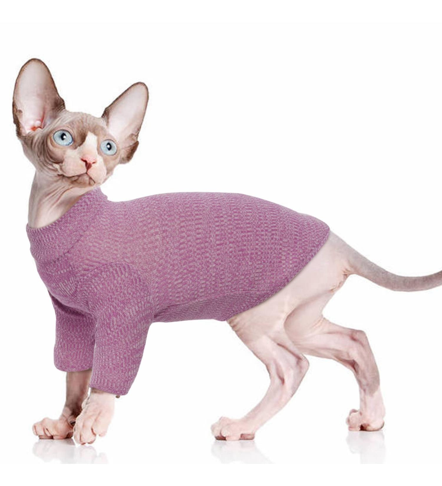 Buy Cute XXL Red Pumyporeity Sphynx Hairless Cat Turtleneck Sweater - Soft Breathable Cotton Clothing for Kittens - Buy Online on GoSupps.com