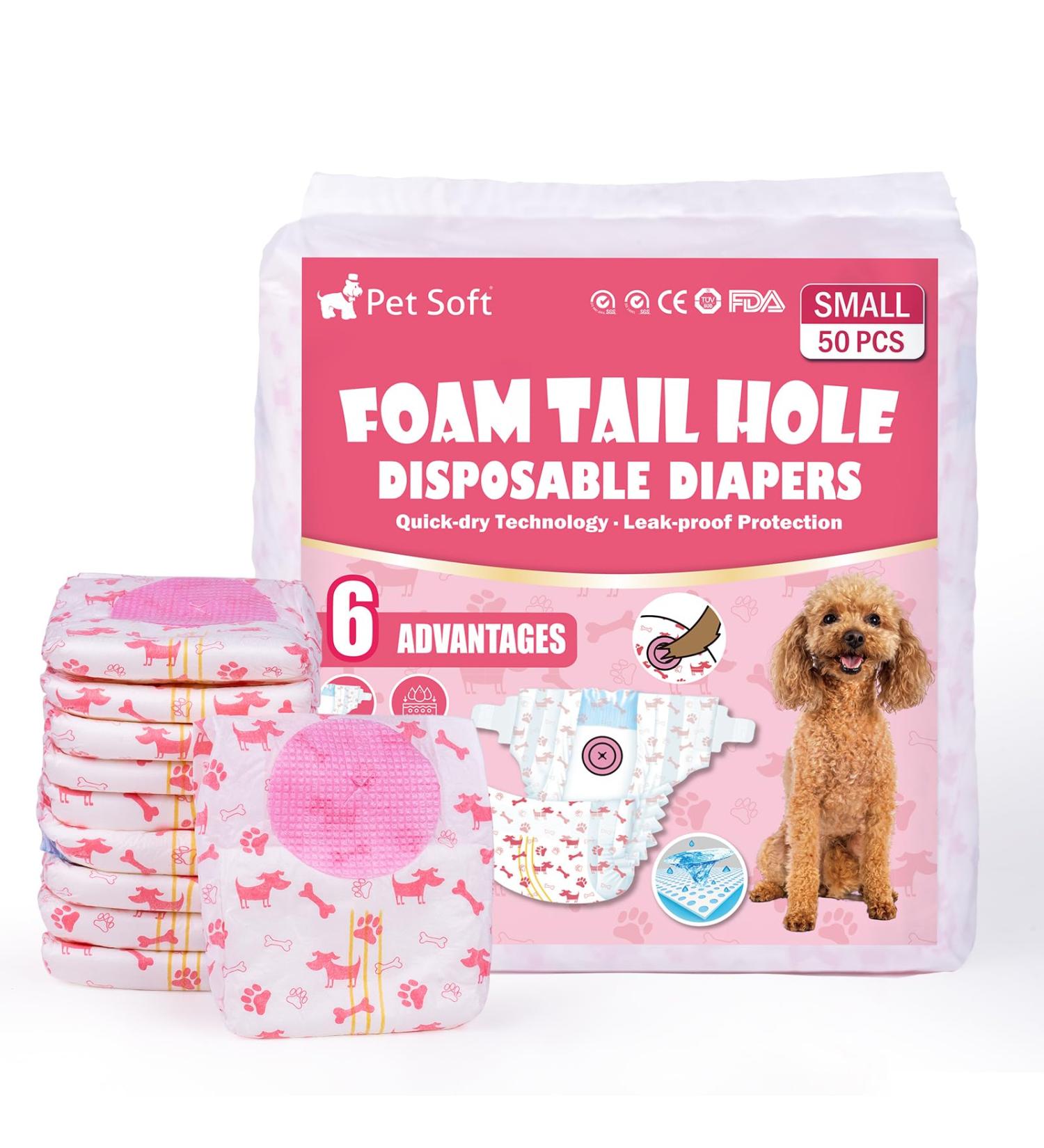 Buy Soft Disposable Dog Diapers | 50 Pack - High Absorbency for Dogs & Cats - Perfect for Bitches - Buy Online on GoSupps.com