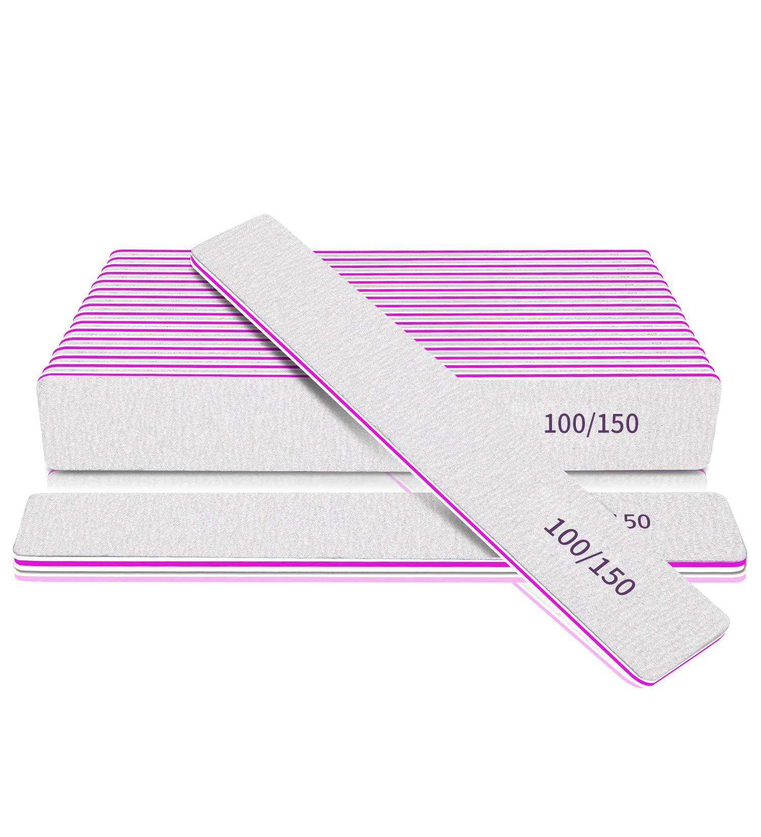Professional 100/150 Grit Double-Sided Nail Files - 12 Reusable Files for Gel & Natural Nails | Flowering Board for Women - Buy Online on GoSupps.com