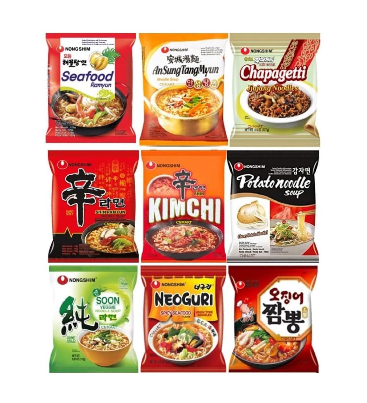 CNMART Nongshim Instant Noodle Soup Ramyun Ramen Assorted 5 Different Flavours (Pack of 20) - Buy Online on GoSupps.com