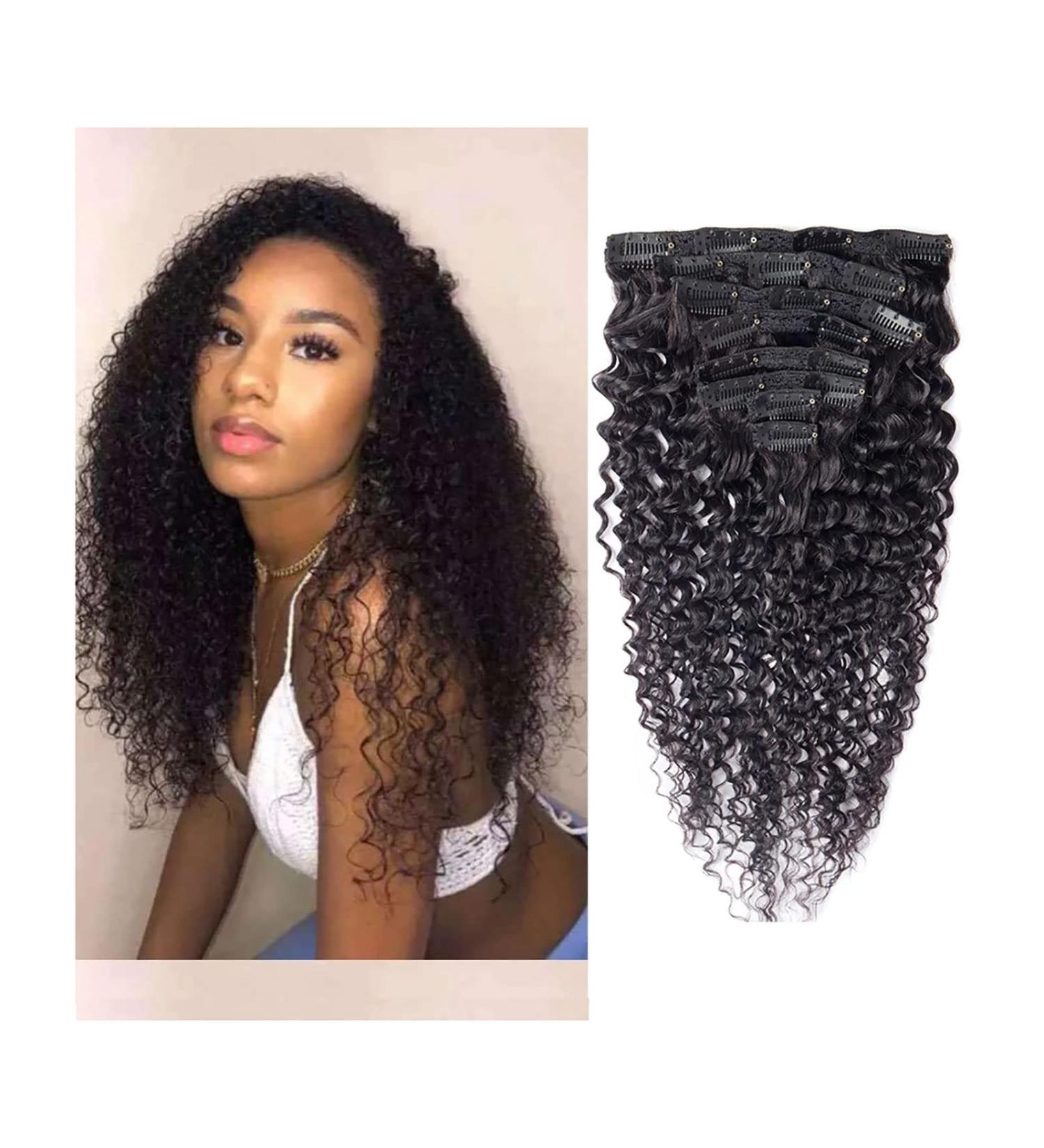 Hair Extensions Clip In Human Hair Extensions 8pc/set 120g Deep Wave Clip Ins Human Hair Clip In Extensions Curly Clip-ins Full Head crochet hair (Size : 12 inch) - Buy Online on GoSupps.com