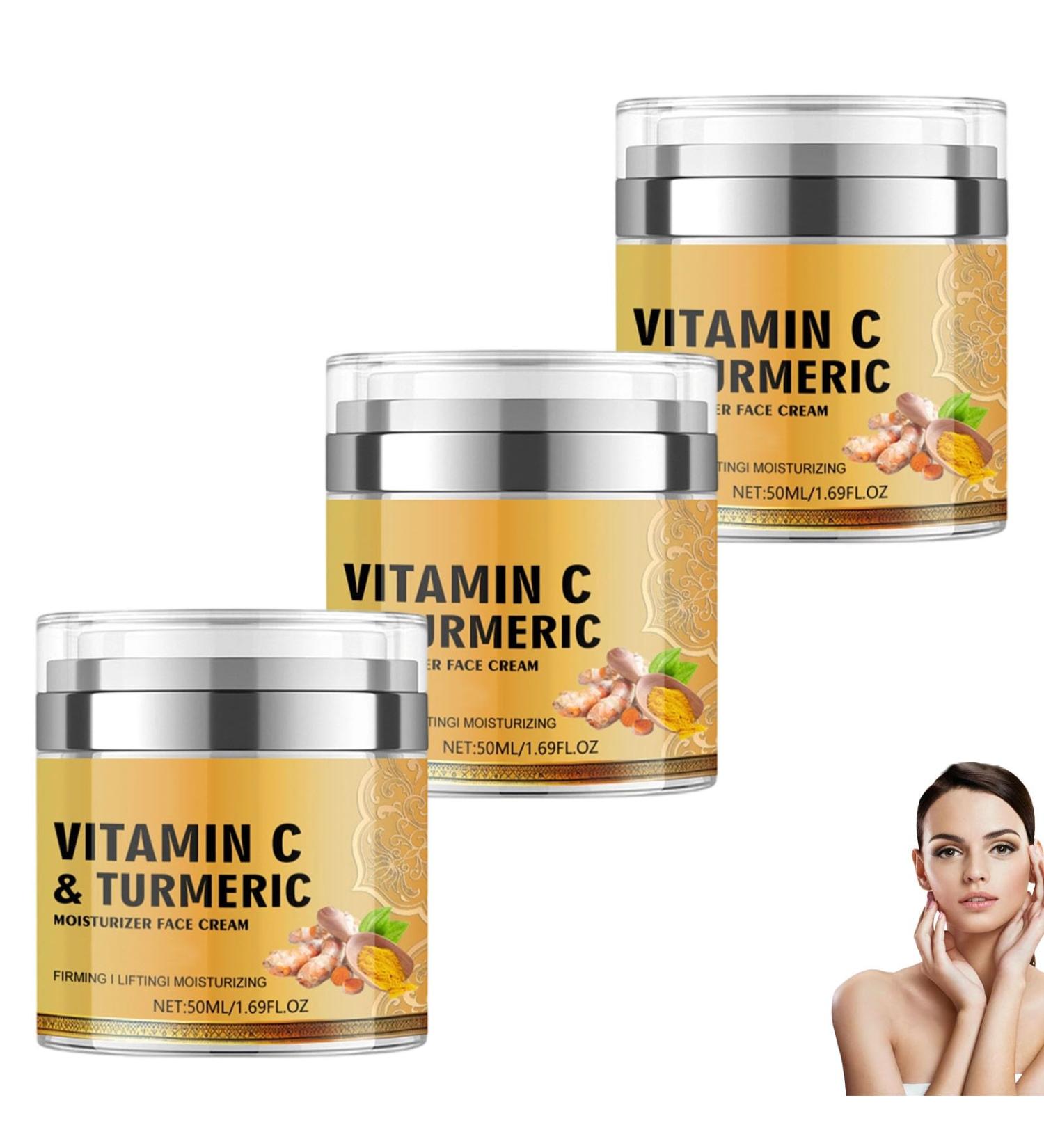 Cr me visage au curcuma hydratant la vitamine C anti- ge naturel correcteur de points noirs claircissante et raffermissante unifie le teint hydrate r duit les rides et ridules. (3pcs) - Buy Online on GoSupps.com