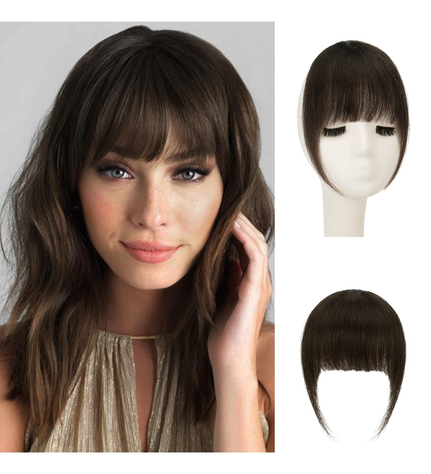 Sofeiyan 100% Remy Real Hair Bangs Clip-In - Natural Dark Brown Fringe Extensions for Women - Buy Online on GoSupps.com