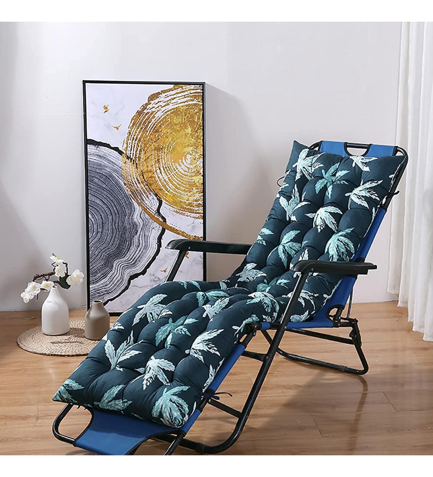 Non-Slip Practical Lounger Mat with Fixing Tie Comfortable Thick High-Backed Cushion for Indoor Outdoor Garden Patio Premium Cotton Lounger Pad - Buy Online on GoSupps.com