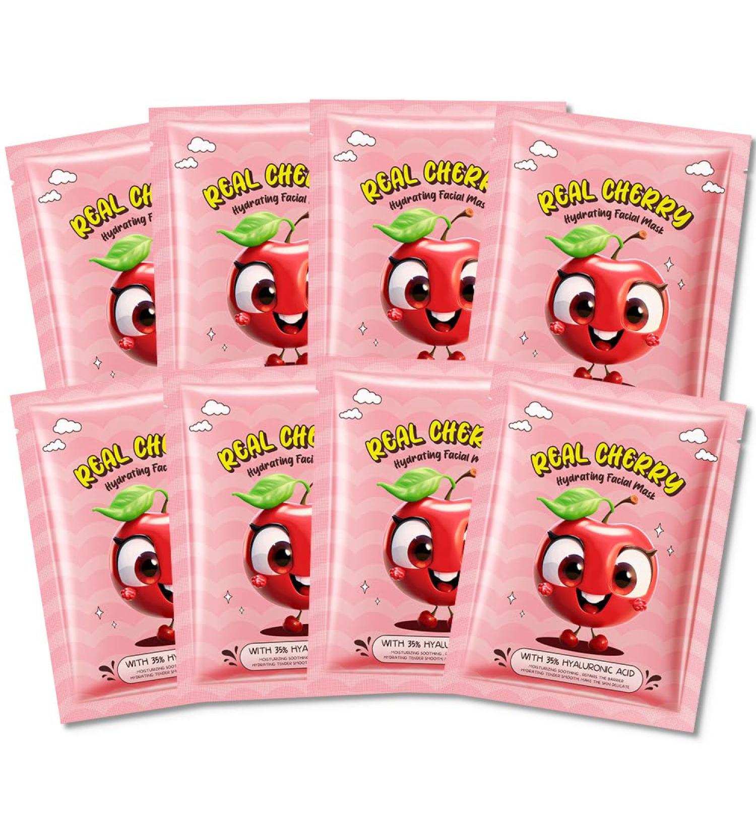 8 Pack Cherry Face Mask Pink Face Masks Skincare Spa Day Kit Supplies Spa Party Favors for Women Sheet Facial Mask Skincare Gifts Set Moisturize Soothe for All Skin Types C-8 Pack-Cherry - Buy Online on GoSupps.com