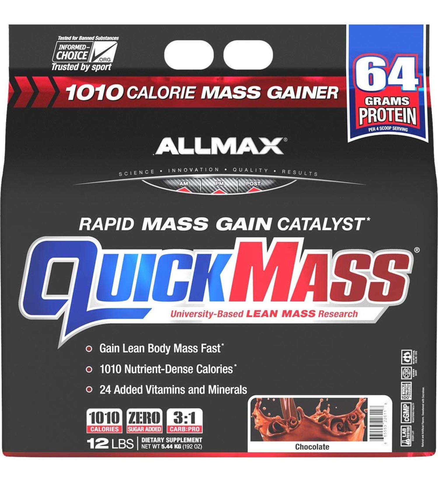 ALLMAX Nutrition QuickMass Chocolate 12lb - Weight Gainer Protein Supplement - Buy Online on GoSupps.com