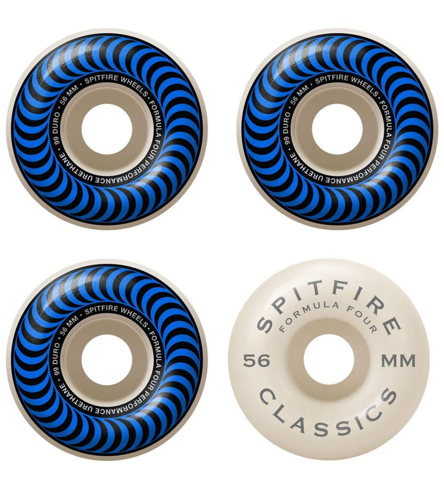 Spitfire F4 Classics 99A Blue/White Skateboard Wheels 56mm - Buy Online on GoSupps.com