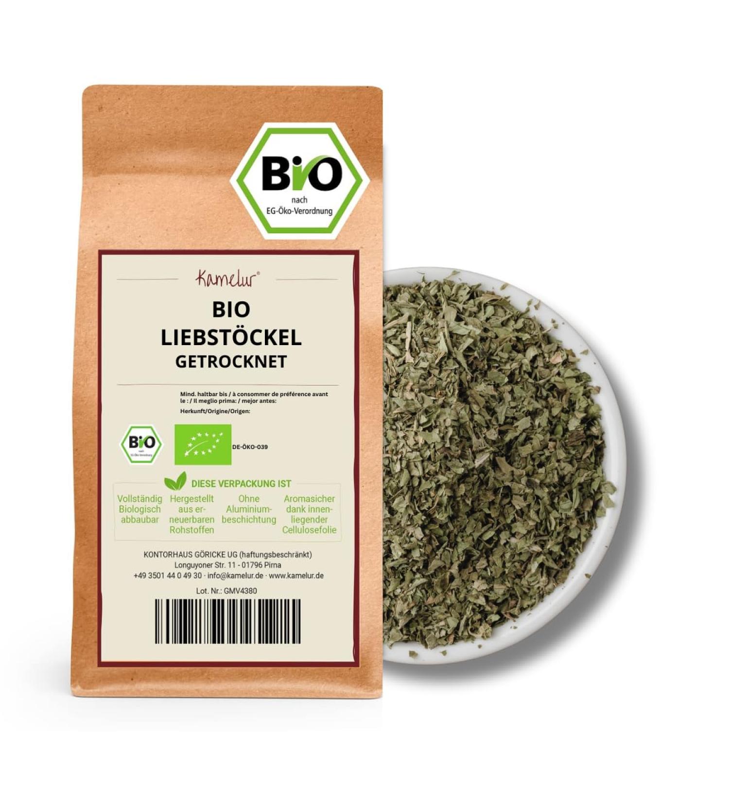 Kamelur 500g organic lovage from Germany dried and chopped maggi herb from controlled organic farming without additives - Buy Online on GoSupps.com