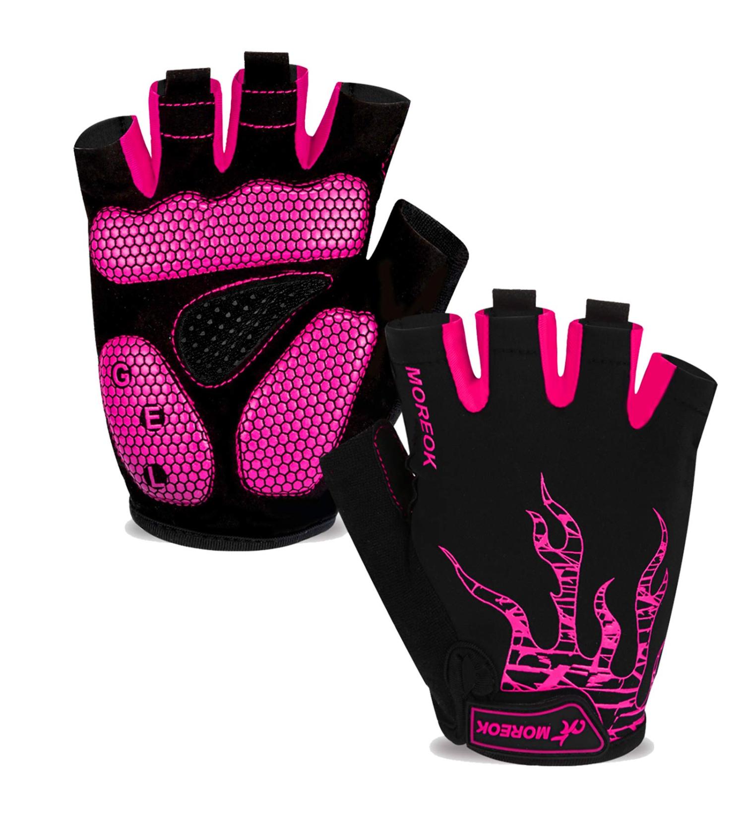 Buy Bikingmoreok Half-Finger Bicycle Gloves for Men & Women - Breathable Cycling Gloves with 5mm SBR Gel Shock Absorption - Unisex MTB Mountain Bike Gloves in Pink - Buy Online on GoSupps.com