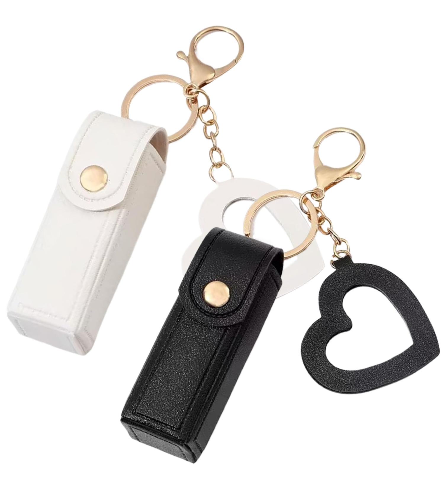 Buy Lipstick Purse & Case - 2PCS Portable Lipstick Holder Set with Heart Mirror | Stylish Gift for Women - Black & White - Buy Online on GoSupps.com