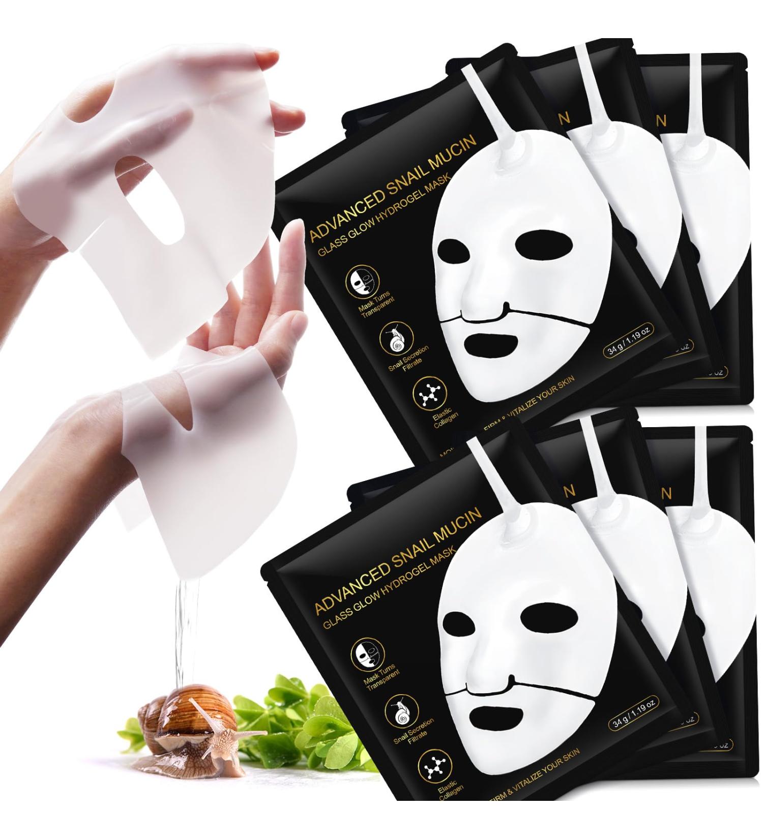Uocasi Snail Mucin Sheet Mask 6EAHydrogel Collagen Mask for Face Masks Skin CareSelf CareDeep MoisturizingBoost Collagen for ElastinGifts for WomenFace Masks Dry Skin - Buy Online on GoSupps.com
