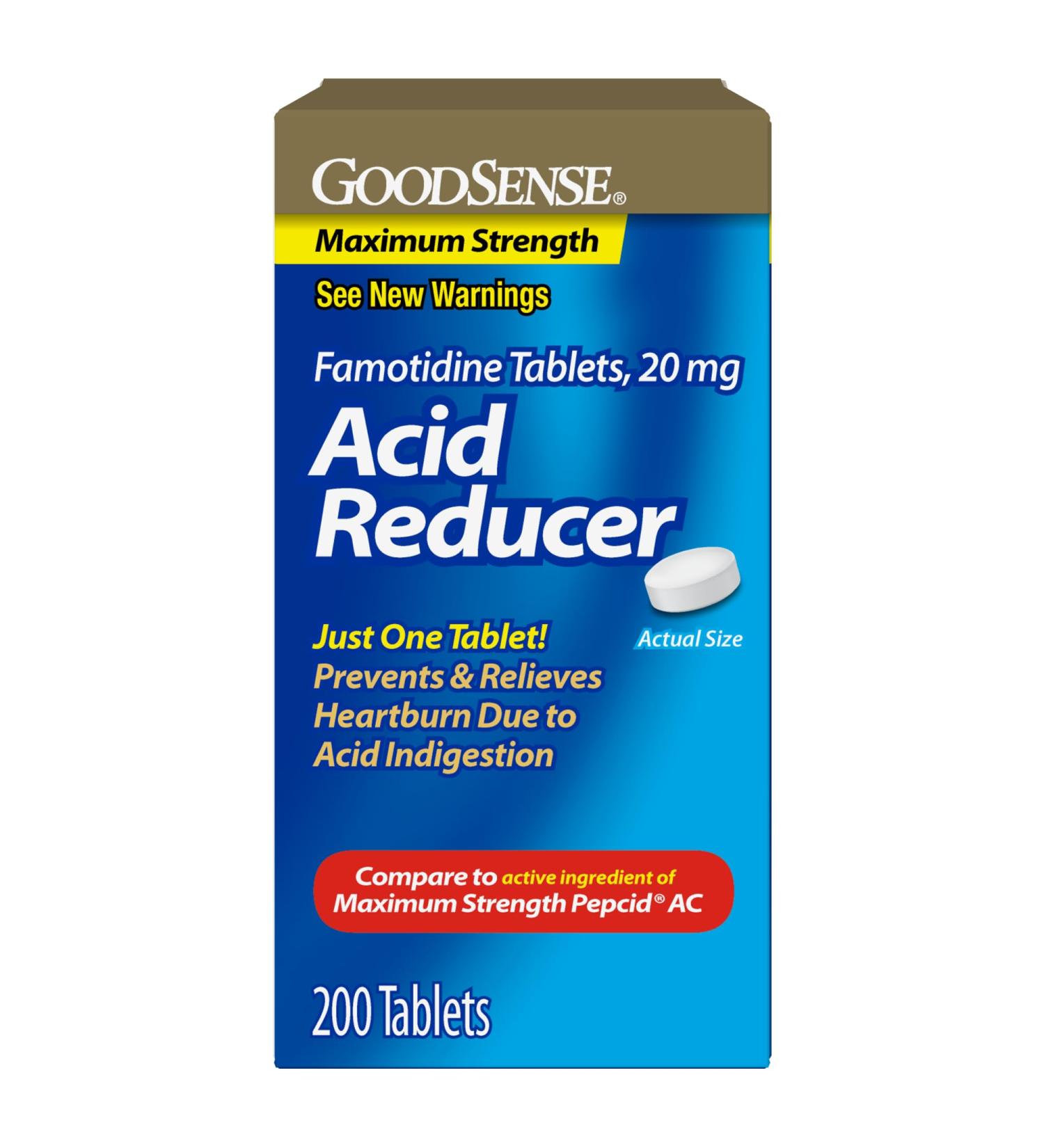 GoodSense Maximum Strength Famotidine Tablets 20 mg Acid Reducer for Heartburn Relief 200 Count - Buy Online on GoSupps.com