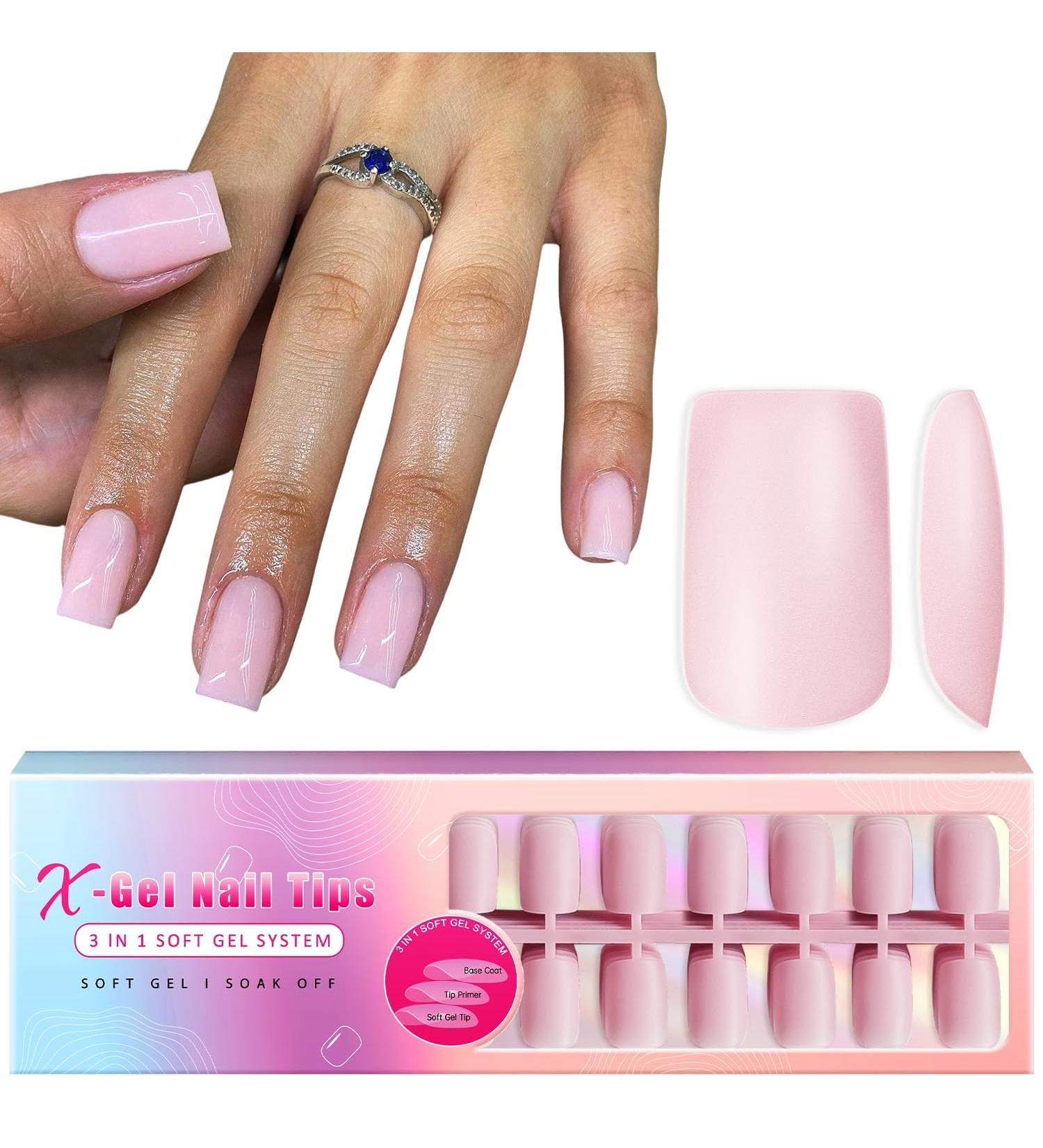 Buy Gel X Nail Tips Medium Square - 300pcs Pre-Colored Natural Pink Press-On Nails | Soak Off Acrylic Extensions for DIY Nail Art - Buy Online on GoSupps.com