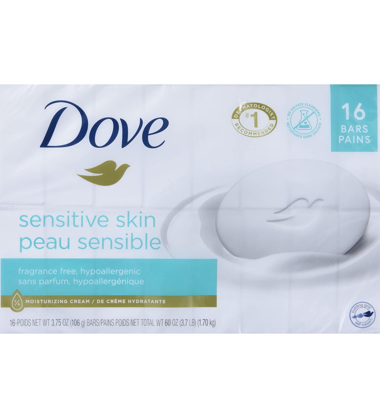 Dove Sensitive Skin Beauty Bar 3.73 oz - Unscented & Hypoallergenic 16 Pack - Buy Online on GoSupps.com