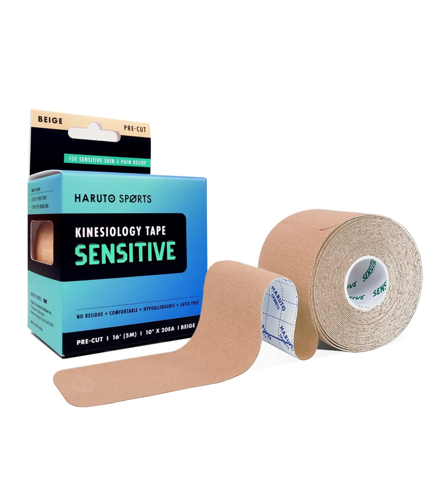 HARUTO Kinesiology Sports Tape  for Pain Relief Strong Support  Therapeutic Tape Physio for Athletic Sports Recovery  20 Precut 10 Strips (Sensitive Beige for Novice) Sensitivie-beige - Buy Online on GoSupps.com