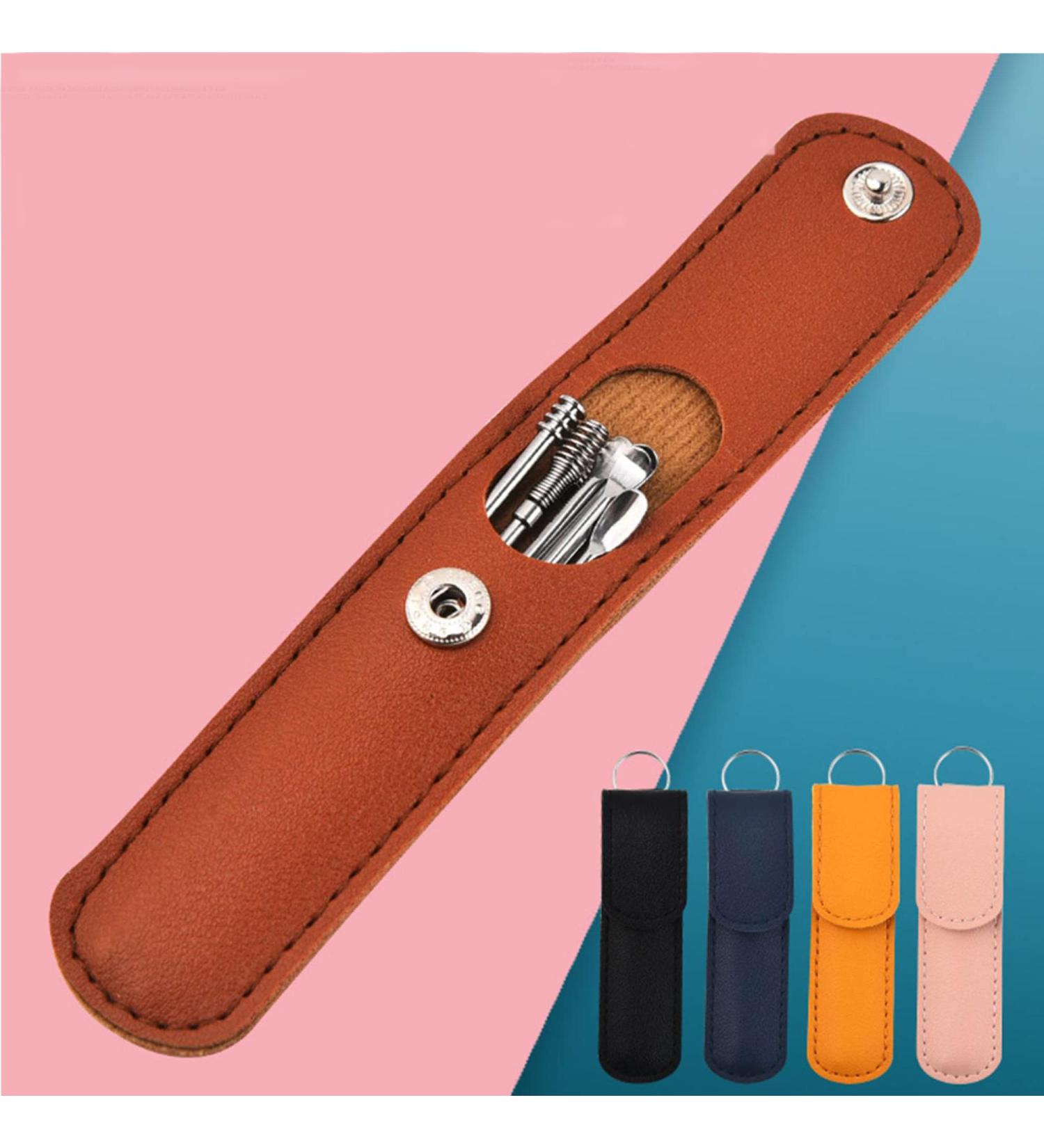 Portable Stainless Steel Earwax Removal Tool Kit - Set of 6 Pcs with PU Leather Case (Yellow) | Home and Travel Ear Cleaning Picks - Buy Online on GoSupps.com