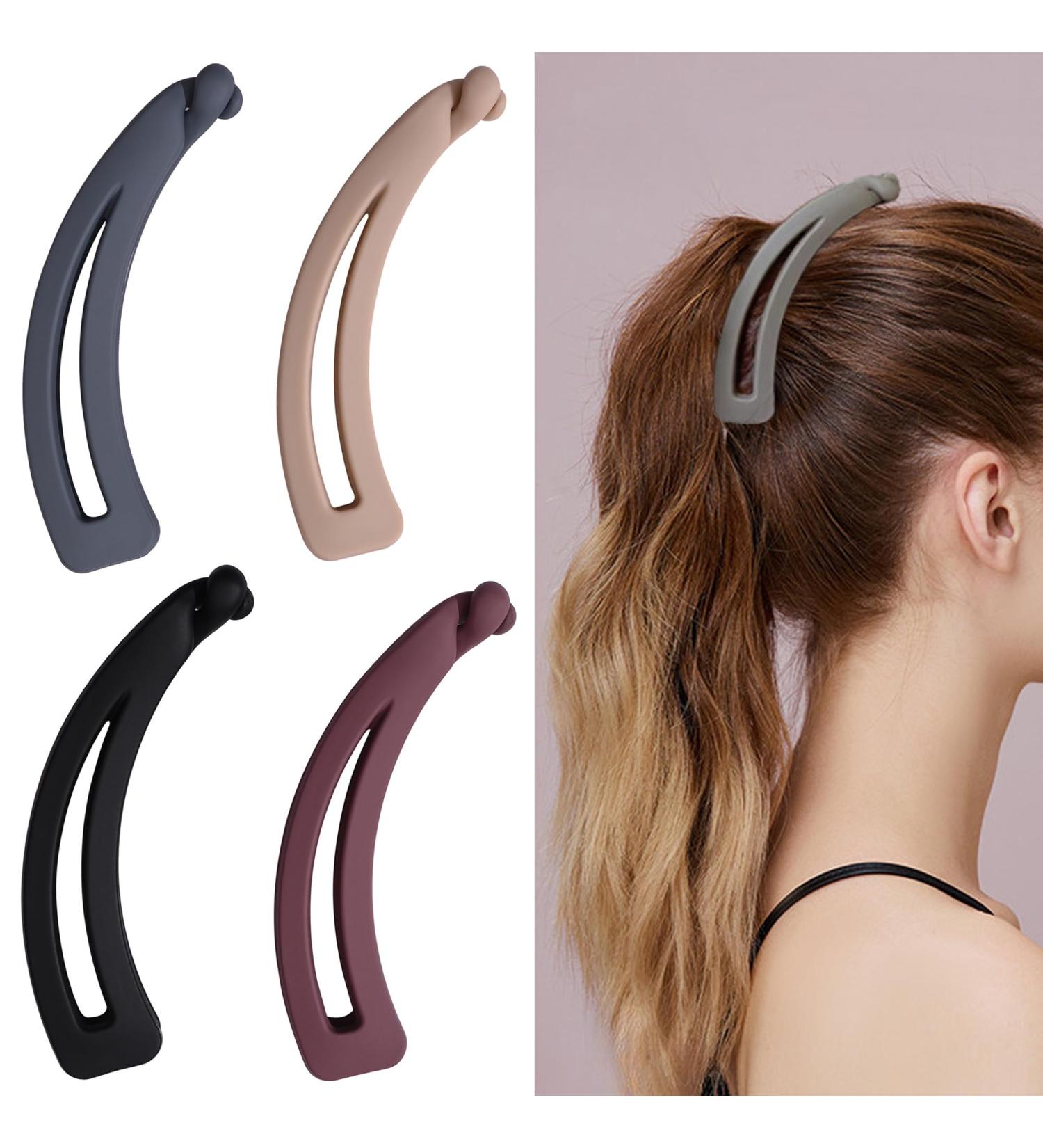 4-Piece Vintage Banana Hair Clip Set - Ideal for Thick Hair | Stylish Ponytail Clips for Women & Girls in 4 Colors - Buy Online on GoSupps.com