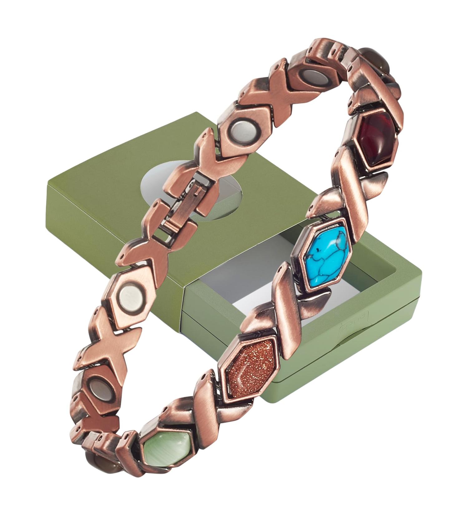 Yinox Women s Magnetic Copper Bracelet with Colored Stones | High-Strength Magnet | Perfect Gift Box Included - Buy Online on GoSupps.com