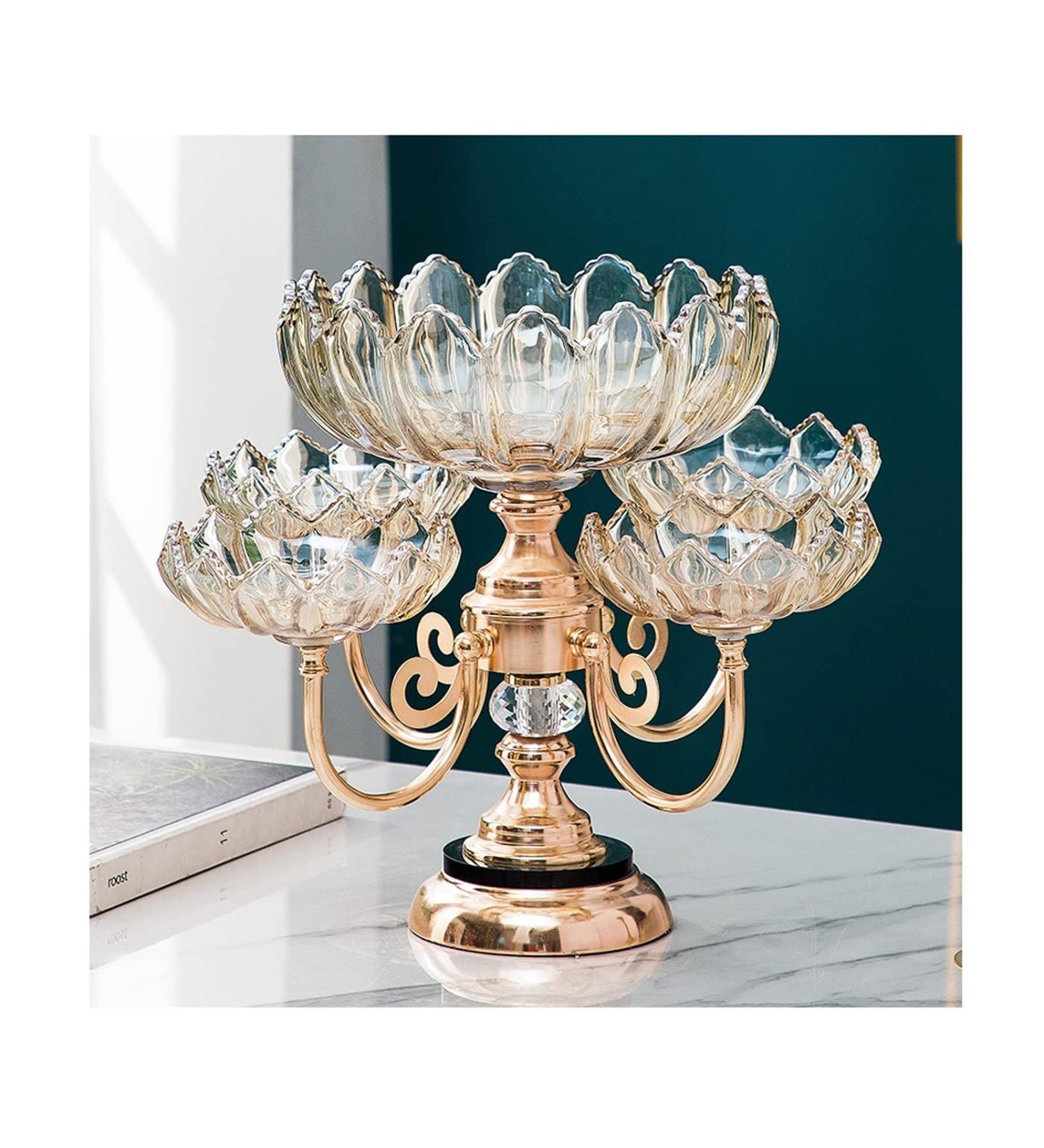 Fruit Bowl Salad Bowl Glass Bowl Set for Kitchen Preparation Fruit Basket Candy Plate for Kitchen Countertop Dining Room Interior Living Room Decor Fruit Bowl for Kitchen Counter (Colo Five Grid Rotatable - Buy Online on GoSupps.com