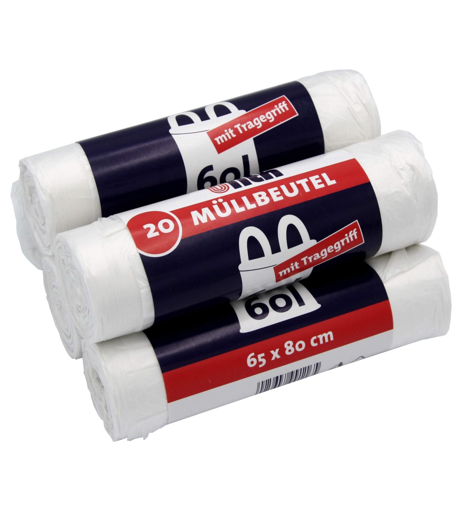 Buy 100 Tear-Resistant Garbage Bags with Handles 60L 20 Bags per Roll Liquid-Tight & Recyclable (5 Pack) International Shipping Available - Buy Online on GoSupps.com