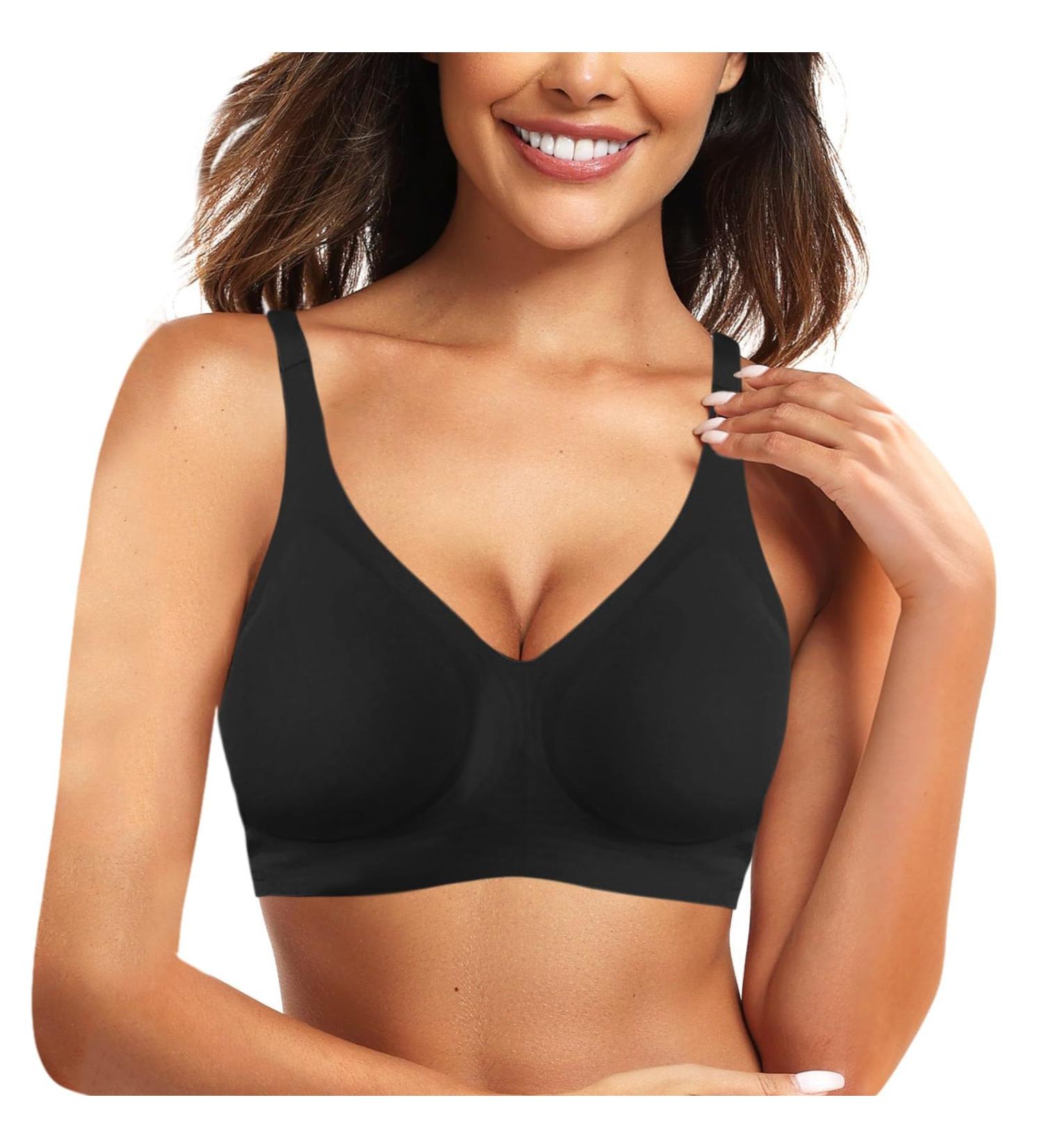 2024 Women's Seamless Sports Bra - Side Buckle No Steel Ring Yoga & Sleep Friendly - Big Size Black M - Buy Online on GoSupps.com