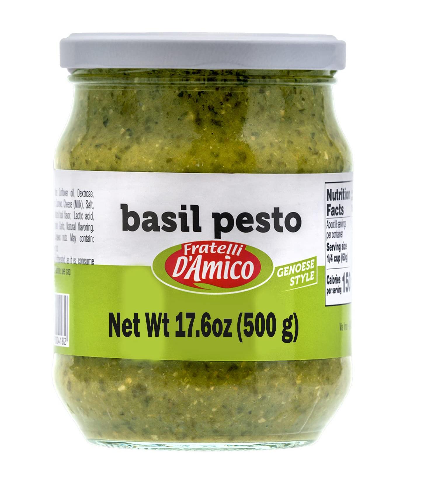 Fratelli D'Amico Basil Pesto Genovese Pasta Sauce 17.6oz - Authentic Italian Family Size, Non-GMO - Buy Online on GoSupps.com