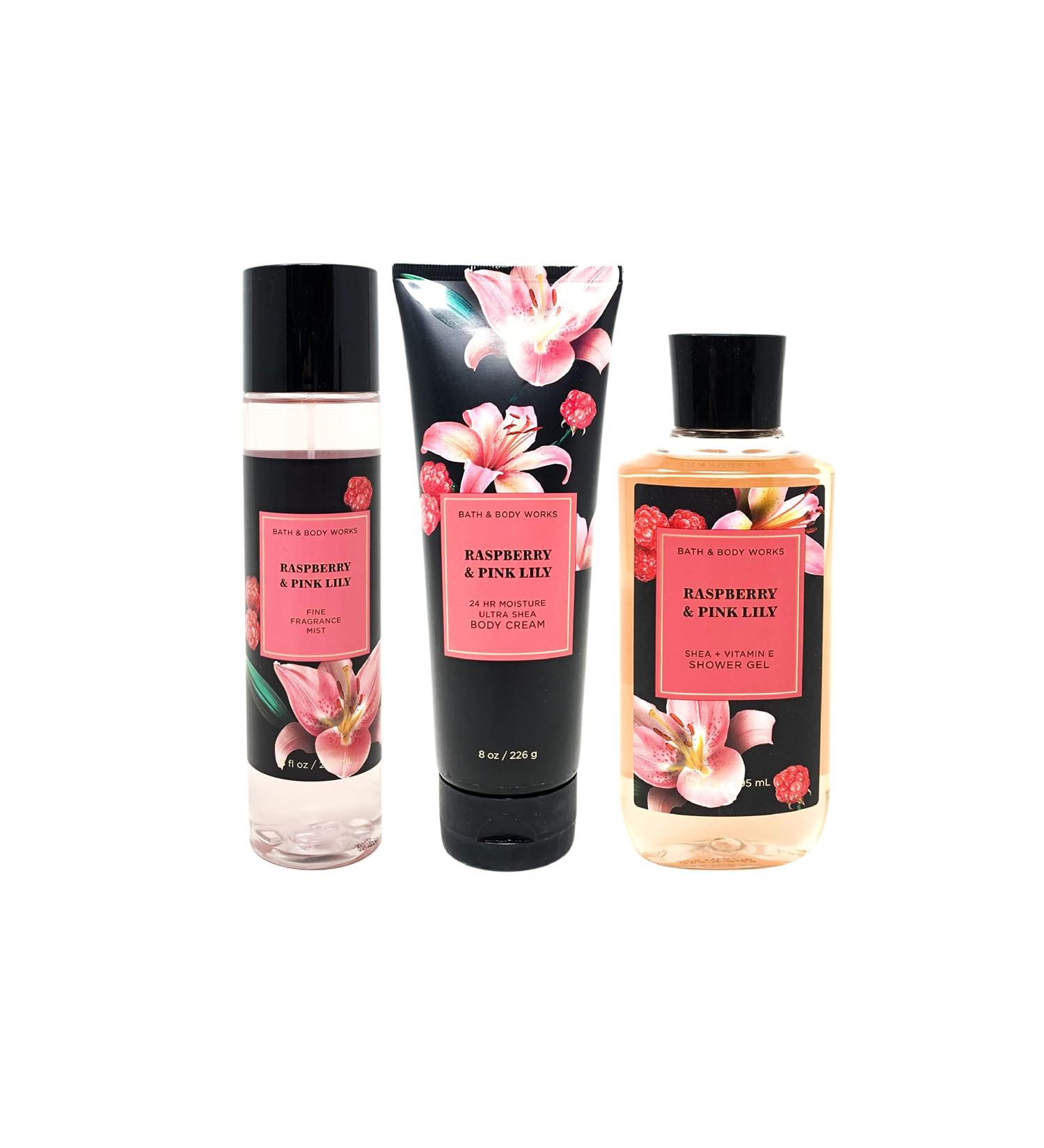 RASPBERRY & PINK LILY Trio Gift Set - Includes Fine Fragrance Mist Ultra Shea Body Cream and Shower Gel - Full Size - Buy Online on GoSupps.com